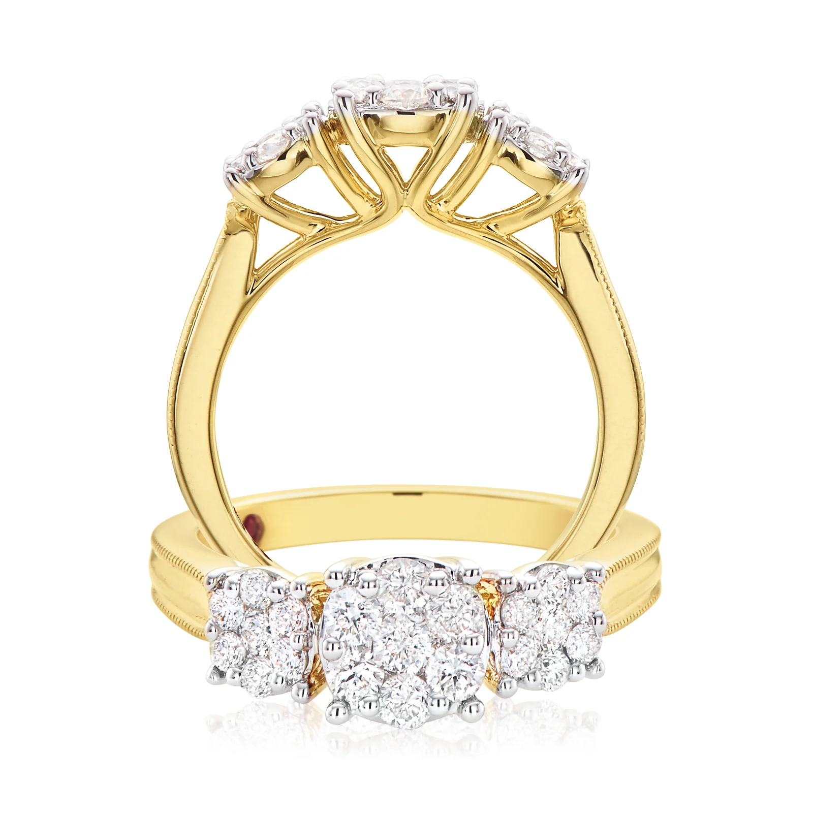 London 9ct Yellow Gold Round Brilliant Cut 3/4 CARAT tw of Diamonds Ring - Image 2