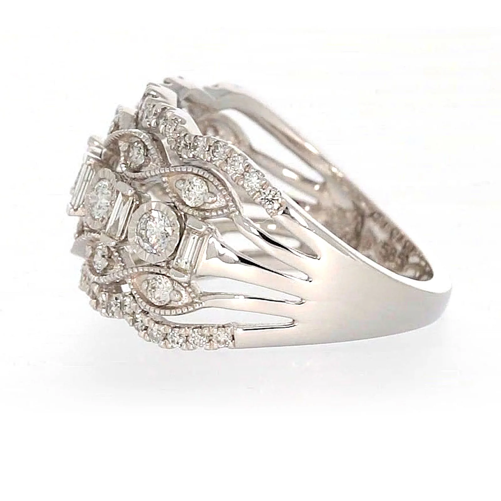 Paris 14ct White Gold Round Brilliant & Baguette Cut 1 CARAT tw of Diamonds Ring - Image 20