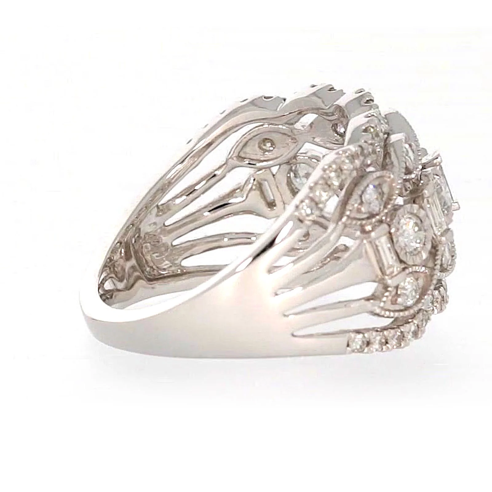 Paris 14ct White Gold Round Brilliant & Baguette Cut 1 CARAT tw of Diamonds Ring - Image 53
