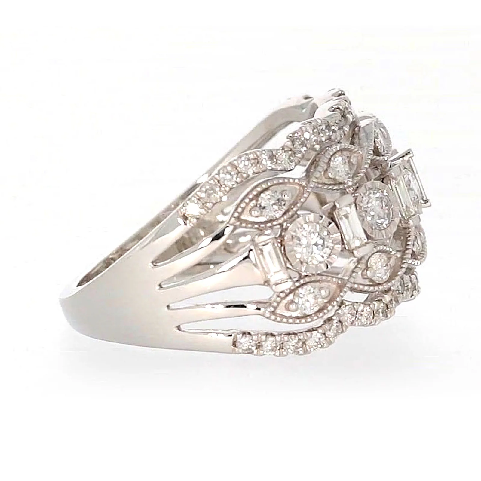 Paris 14ct White Gold Round Brilliant & Baguette Cut 1 CARAT tw of Diamonds Ring - Image 59