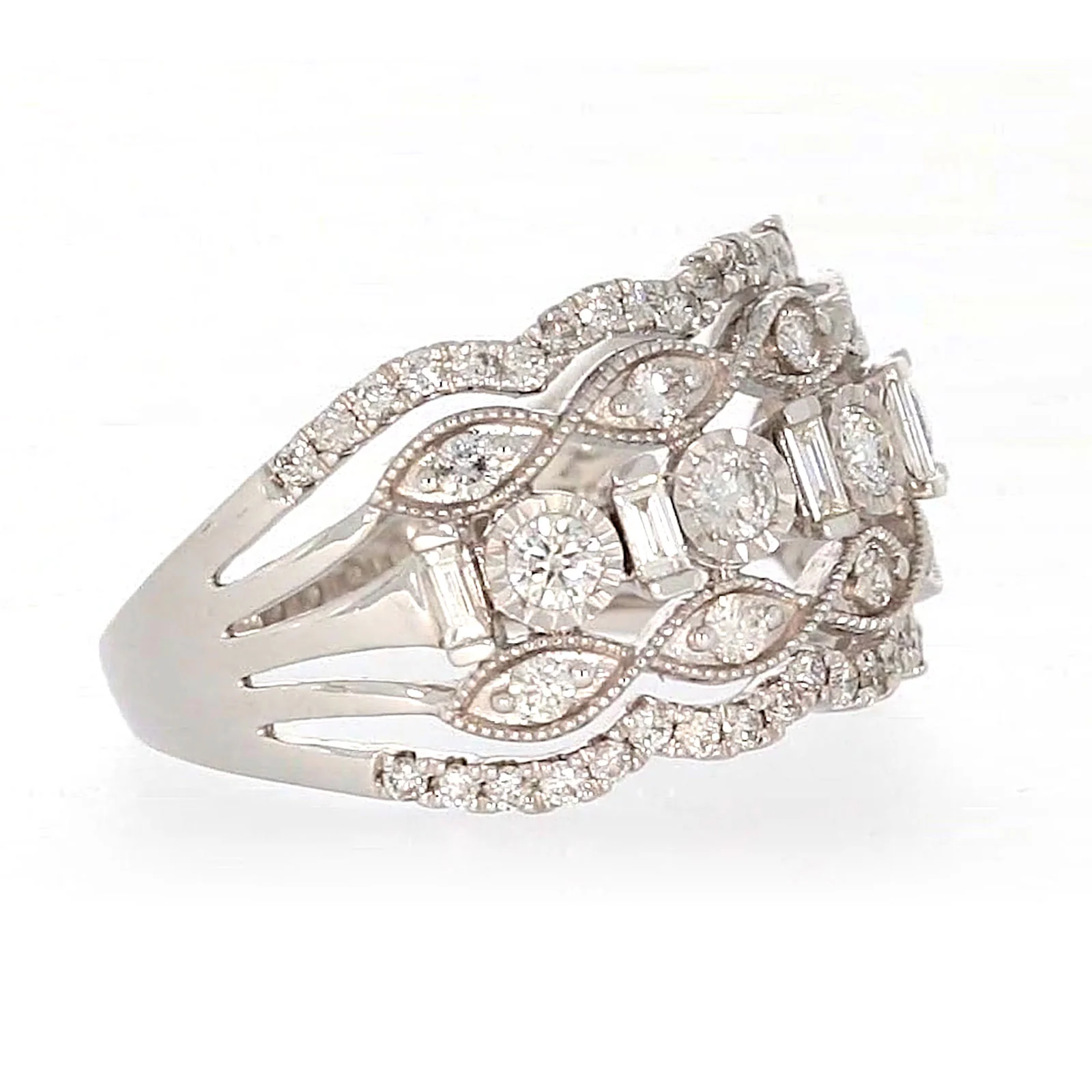 Paris 14ct White Gold Round Brilliant & Baguette Cut 1 CARAT tw of Diamonds Ring - Image 63