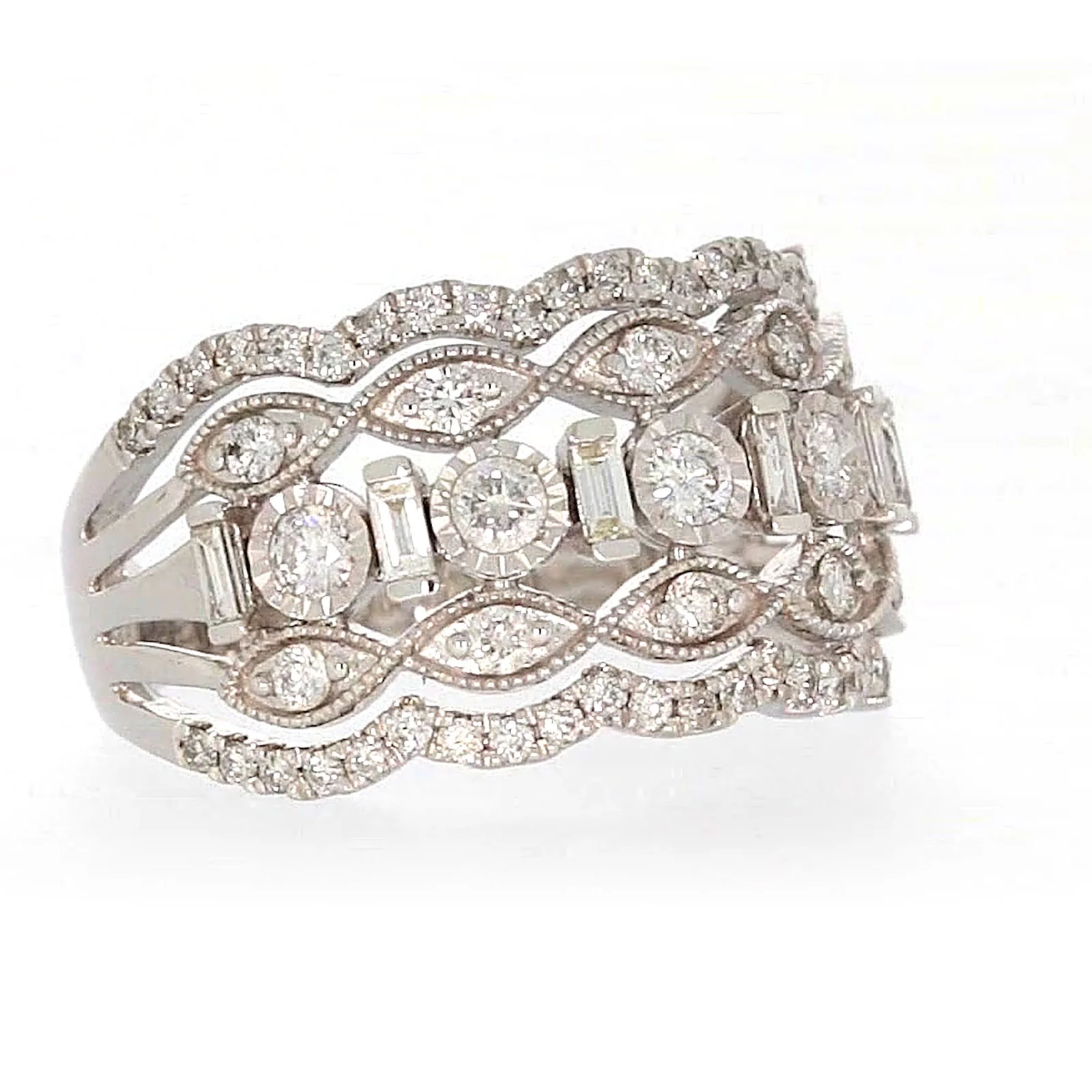 Paris 14ct White Gold Round Brilliant & Baguette Cut 1 CARAT tw of Diamonds Ring - Image 69