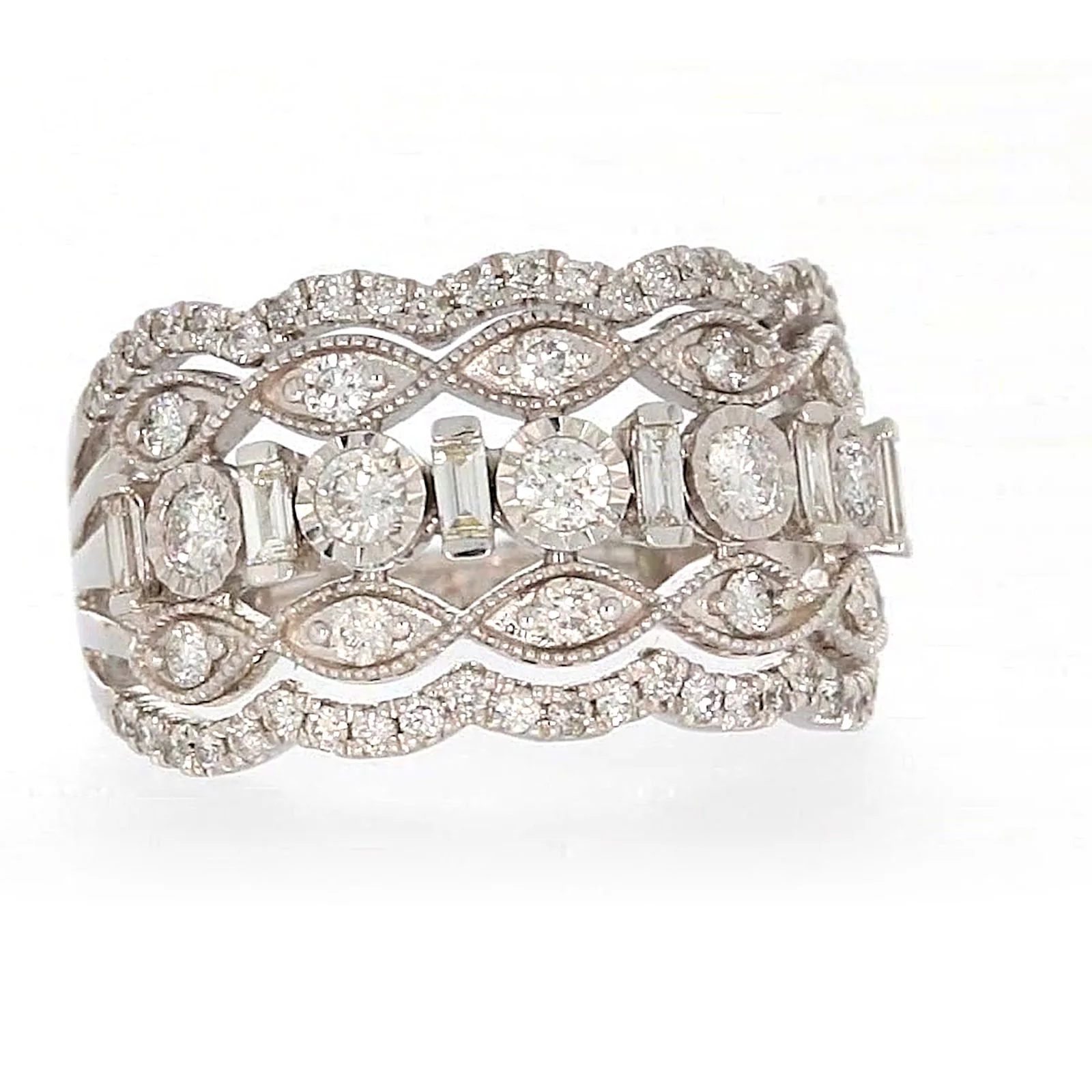 Paris 14ct White Gold Round Brilliant & Baguette Cut 1 CARAT tw of Diamonds Ring - Image 73