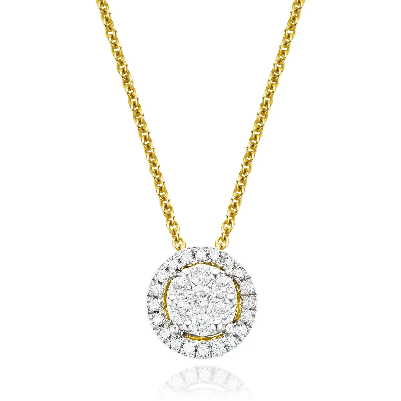 London 9ct Yellow Gold Round Brilliant Cut 0.20 CARAT tw of Diamonds Pendant