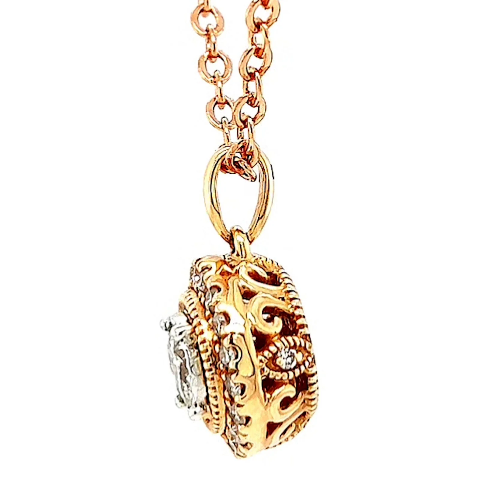 Paris 14ct Rose and White Gold Round Brilliant Cut 0.38 CARAT tw of Diamonds Pendant - Image 18