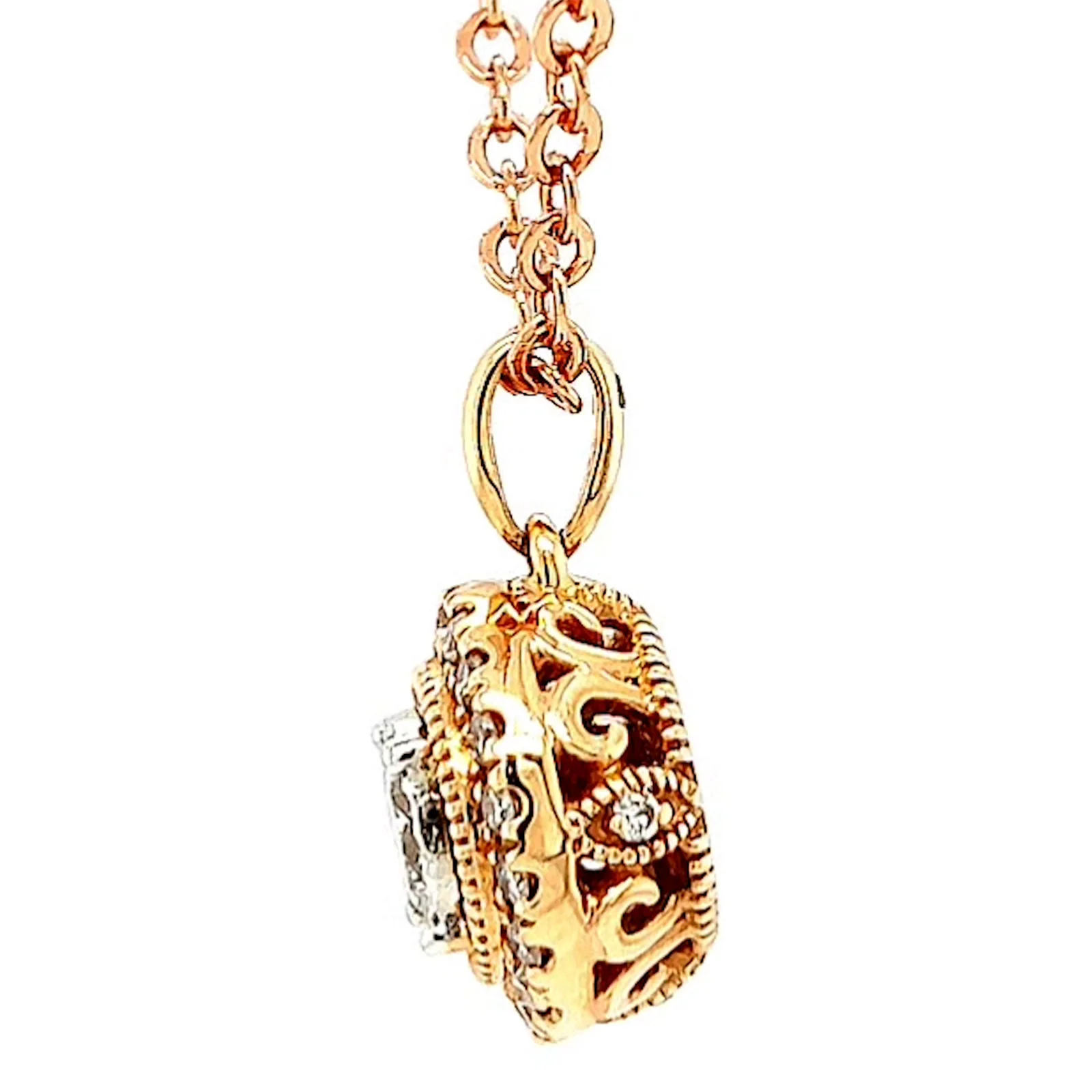 Paris 14ct Rose and White Gold Round Brilliant Cut 0.38 CARAT tw of Diamonds Pendant - Image 19