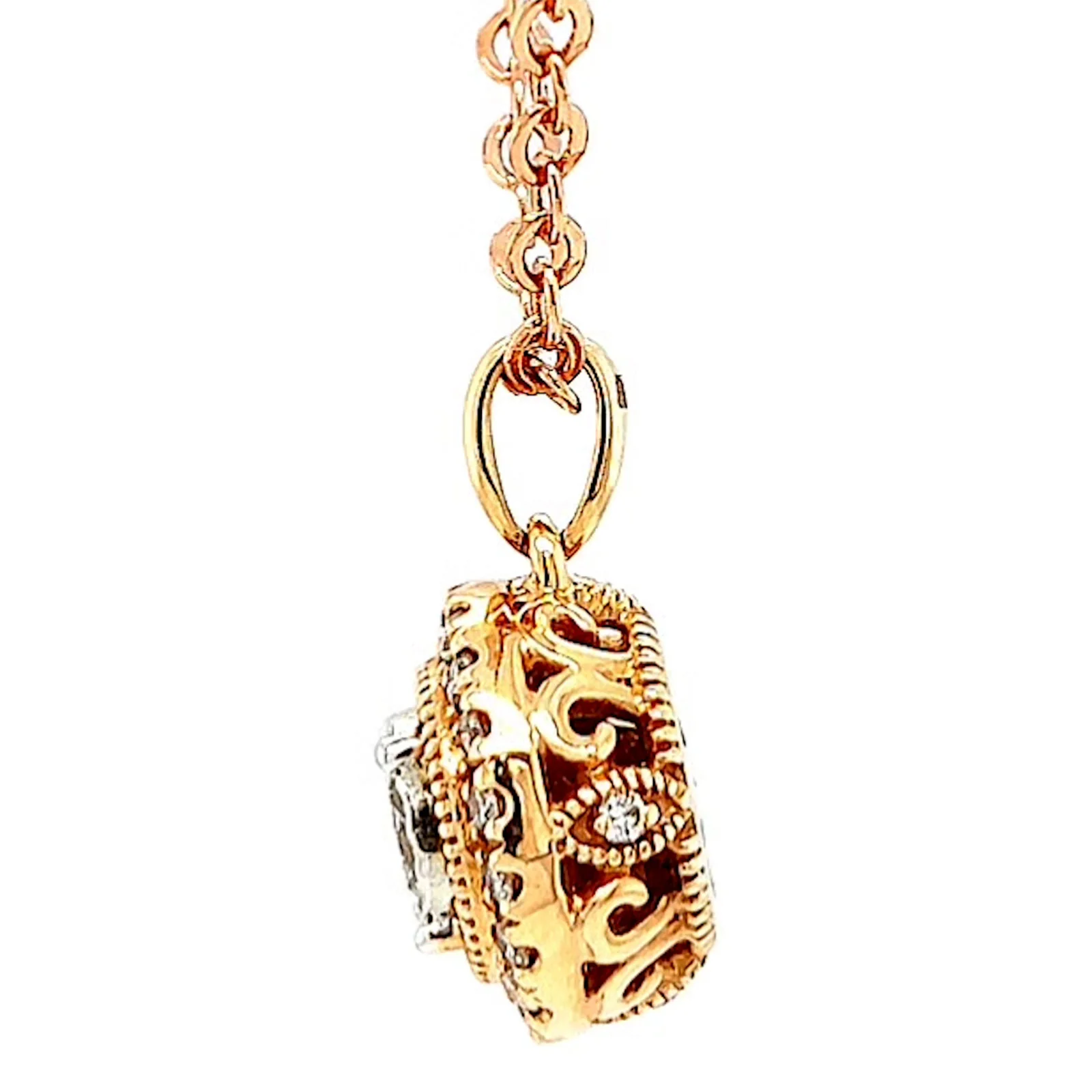 Paris 14ct Rose and White Gold Round Brilliant Cut 0.38 CARAT tw of Diamonds Pendant - Image 20