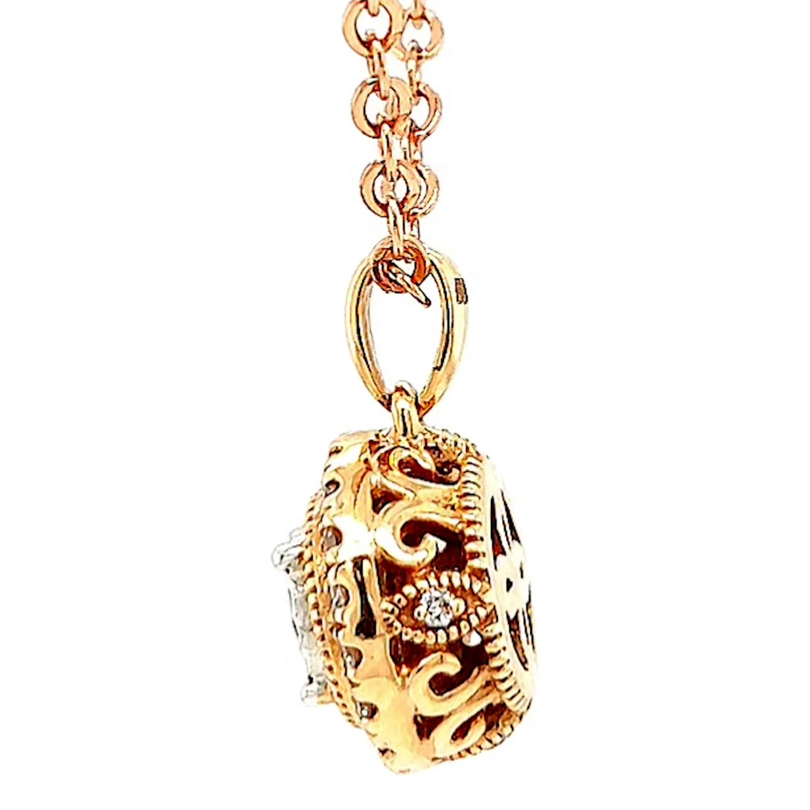 Paris 14ct Rose and White Gold Round Brilliant Cut 0.38 CARAT tw of Diamonds Pendant - Image 22