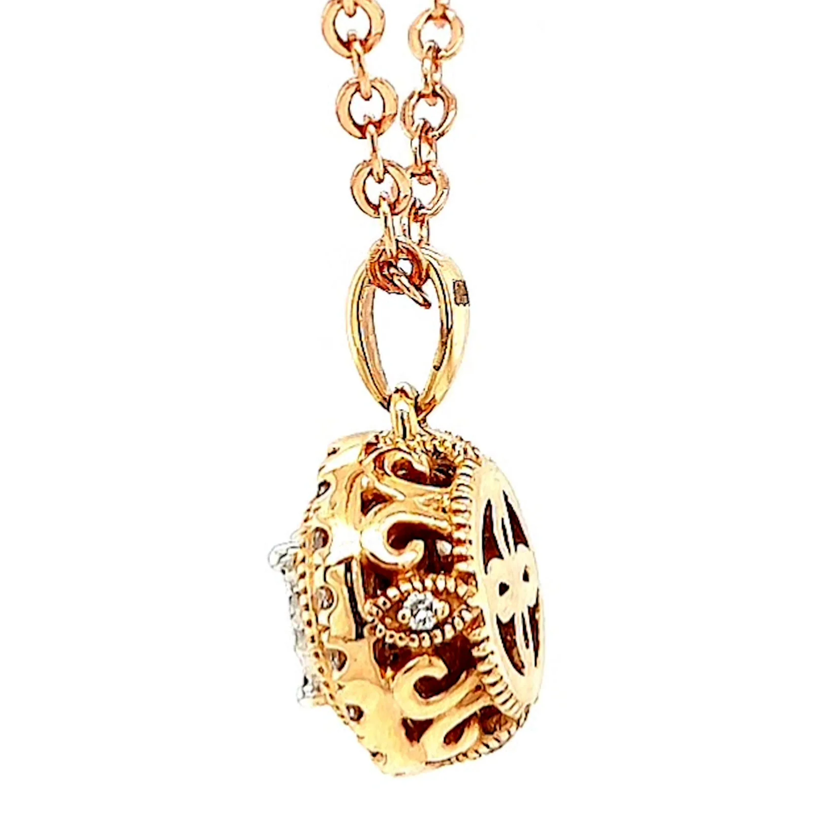 Paris 14ct Rose and White Gold Round Brilliant Cut 0.38 CARAT tw of Diamonds Pendant - Image 23