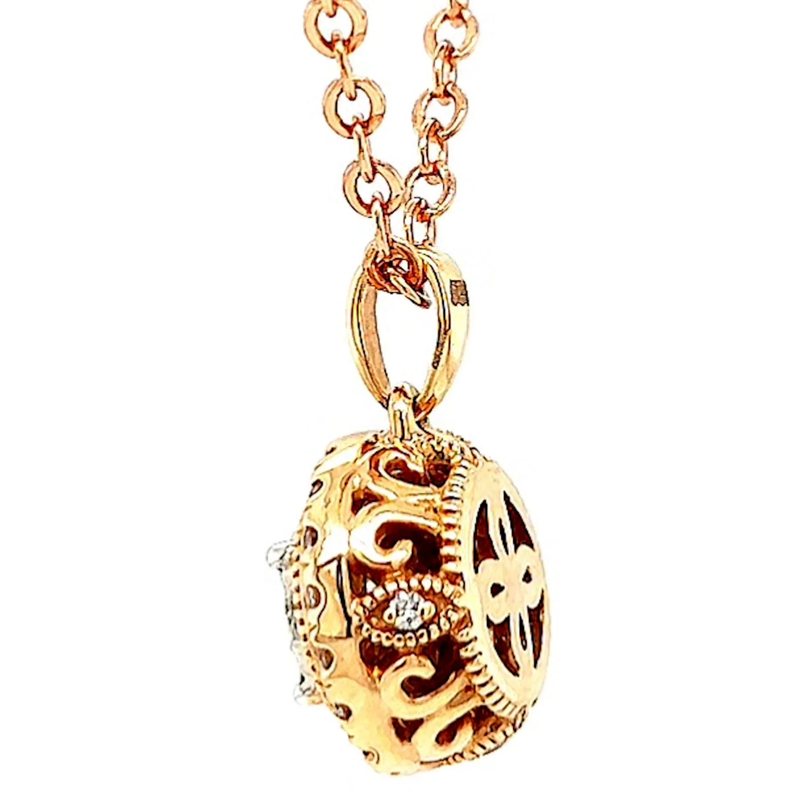 Paris 14ct Rose and White Gold Round Brilliant Cut 0.38 CARAT tw of Diamonds Pendant - Image 24