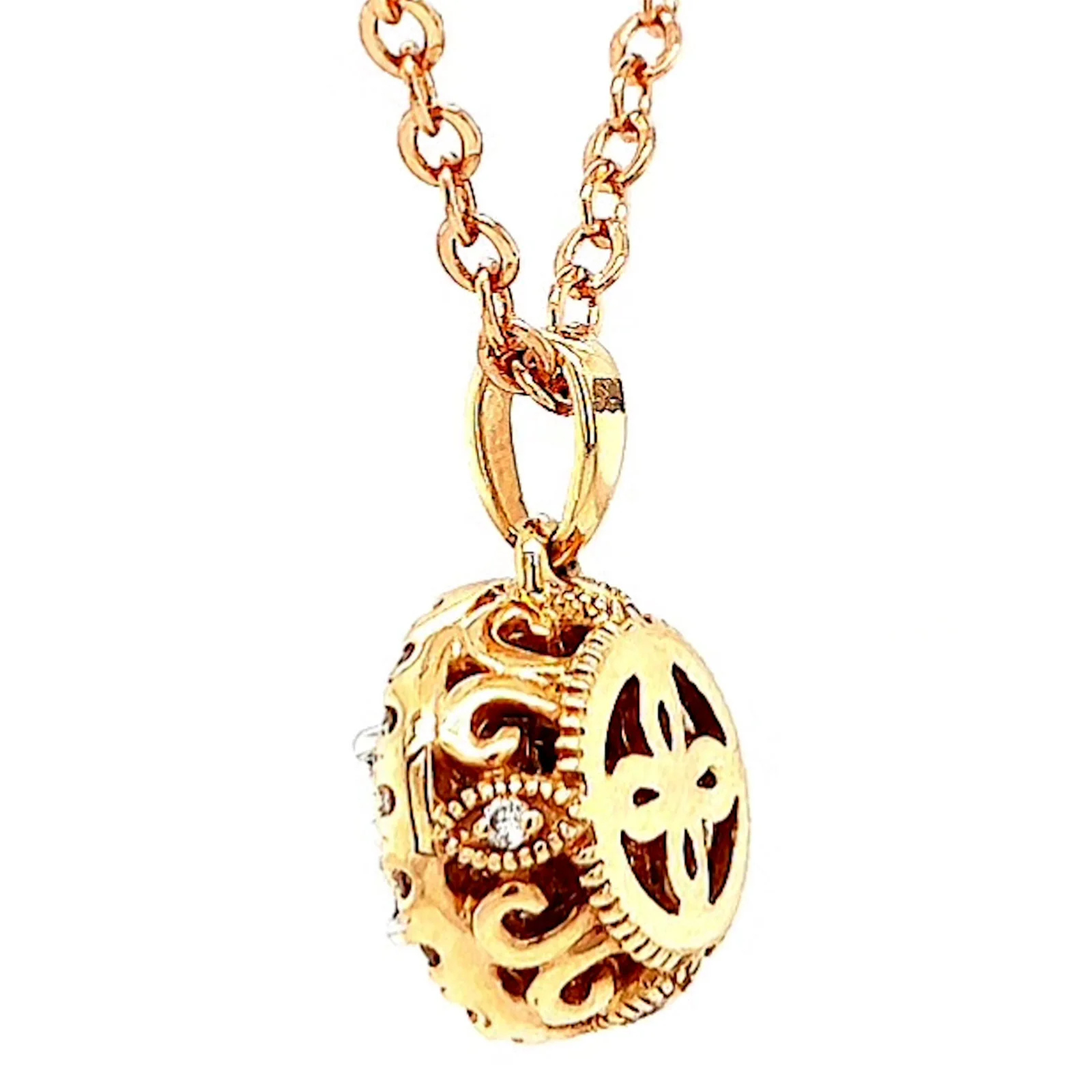 Paris 14ct Rose and White Gold Round Brilliant Cut 0.38 CARAT tw of Diamonds Pendant - Image 26