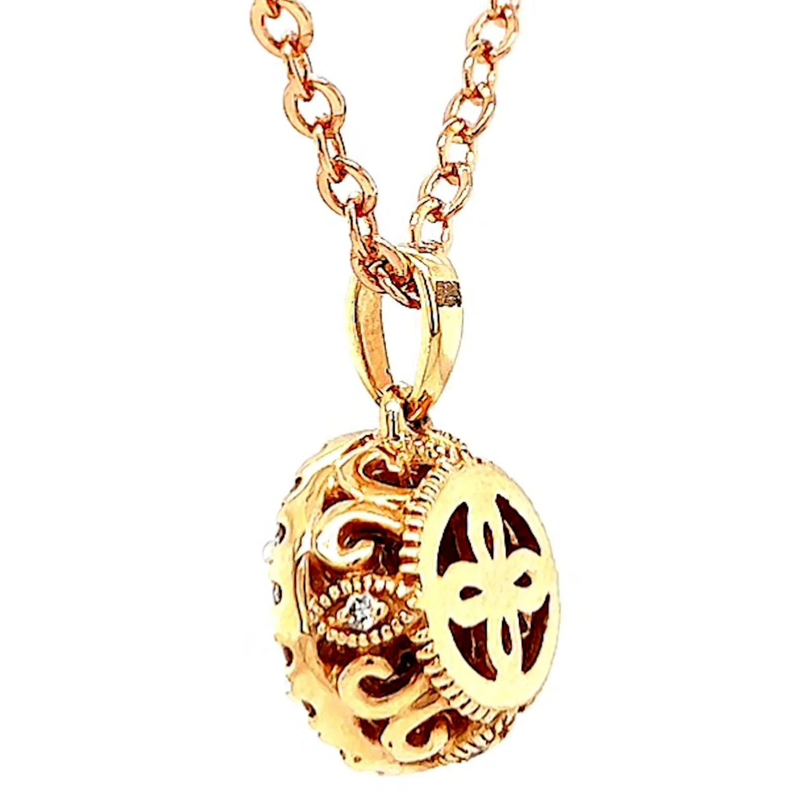 Paris 14ct Rose and White Gold Round Brilliant Cut 0.38 CARAT tw of Diamonds Pendant - Image 27