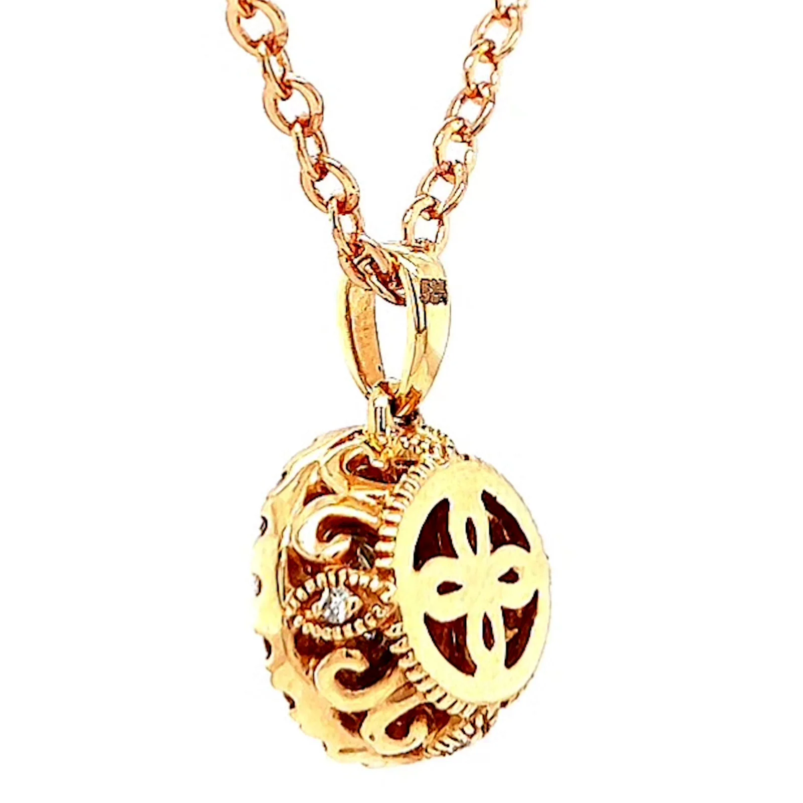 Paris 14ct Rose and White Gold Round Brilliant Cut 0.38 CARAT tw of Diamonds Pendant - Image 28