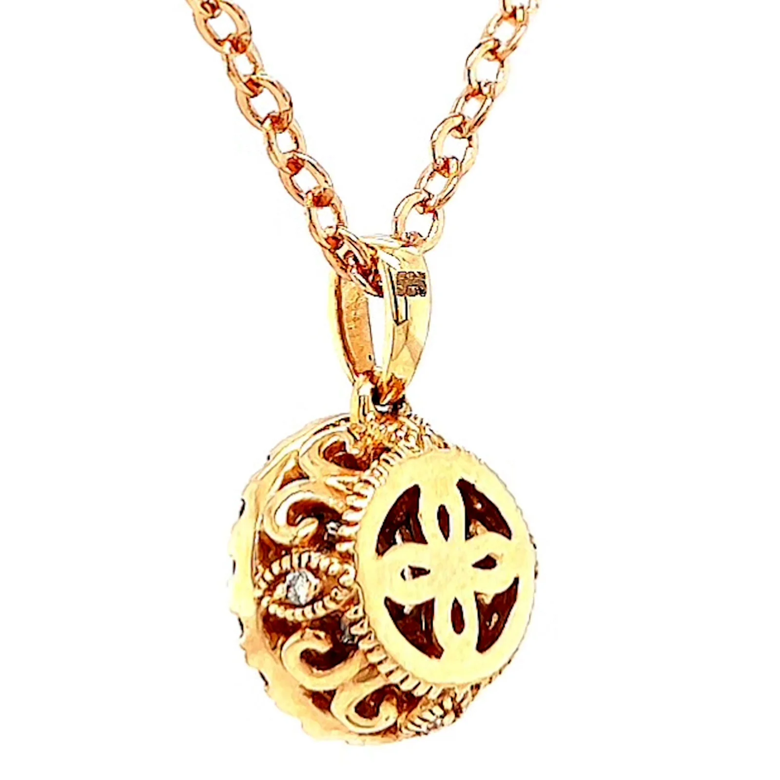 Paris 14ct Rose and White Gold Round Brilliant Cut 0.38 CARAT tw of Diamonds Pendant - Image 30