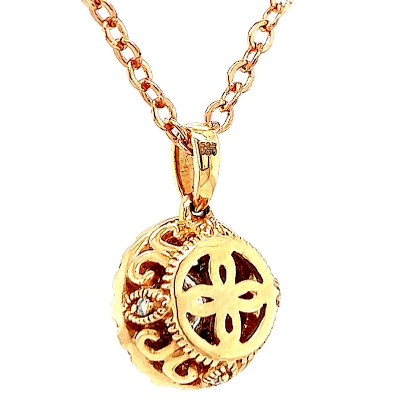 Paris 14ct Rose and White Gold Round Brilliant Cut 0.38 CARAT tw of Diamonds Pendant - Image 32