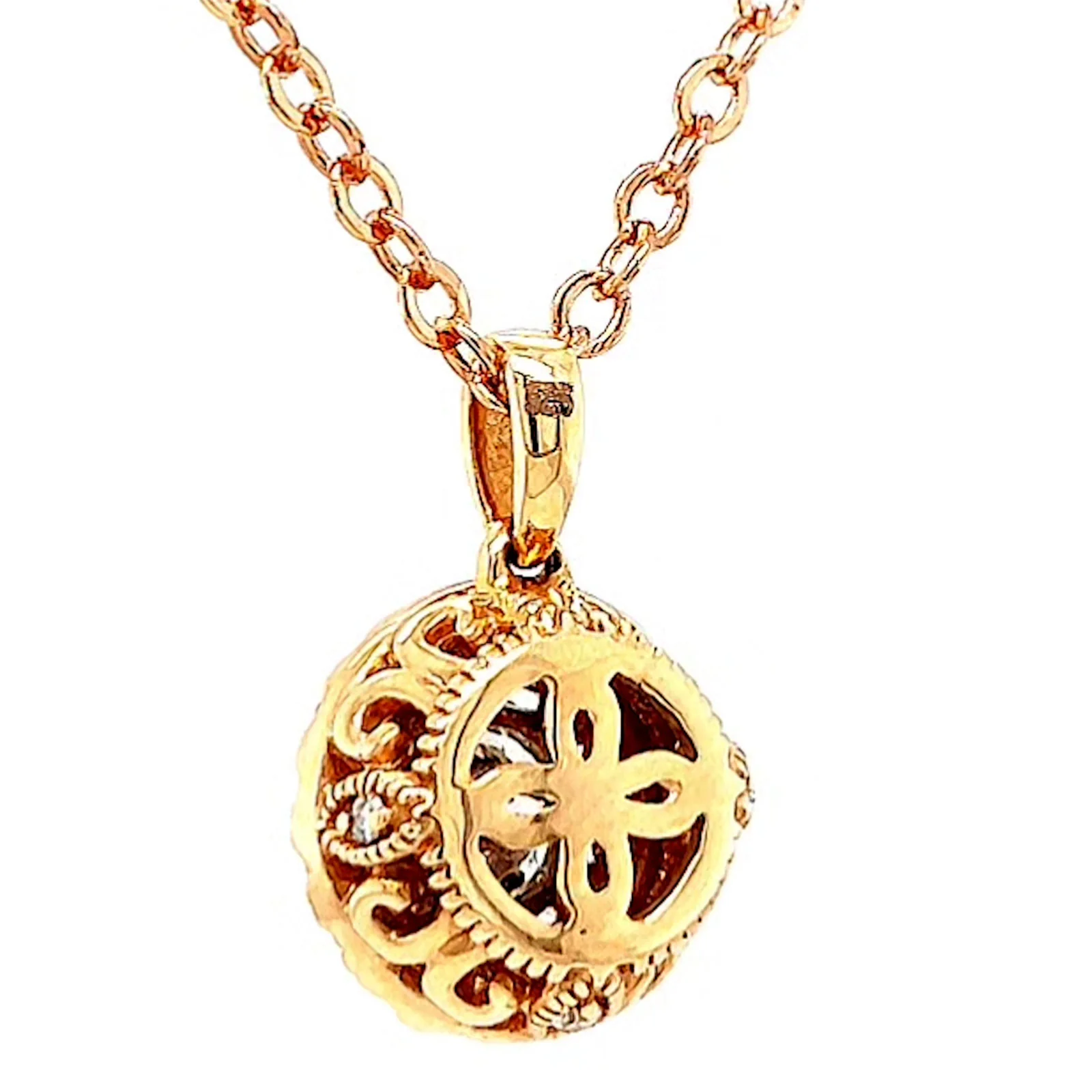 Paris 14ct Rose and White Gold Round Brilliant Cut 0.38 CARAT tw of Diamonds Pendant - Image 33