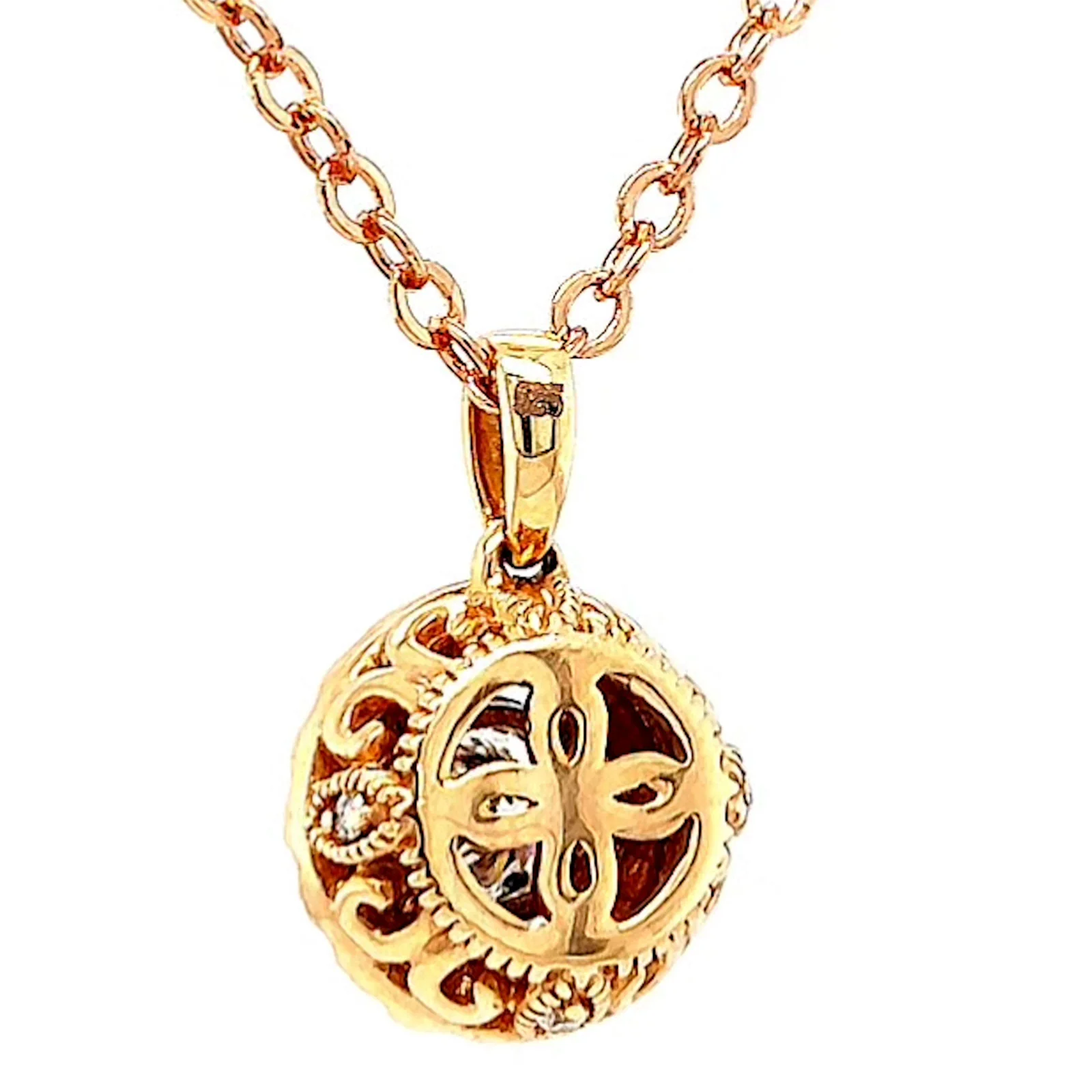 Paris 14ct Rose and White Gold Round Brilliant Cut 0.38 CARAT tw of Diamonds Pendant - Image 34