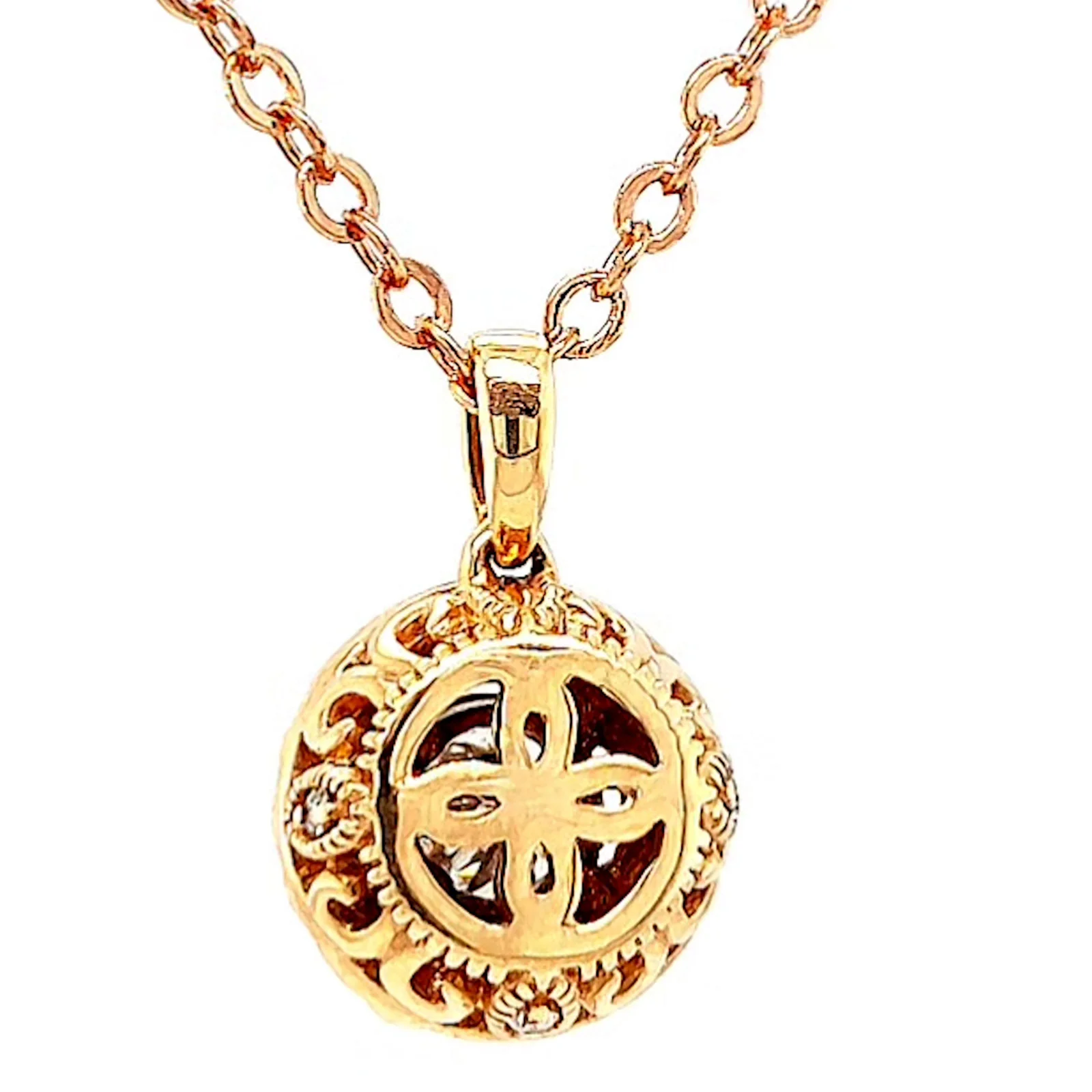 Paris 14ct Rose and White Gold Round Brilliant Cut 0.38 CARAT tw of Diamonds Pendant - Image 36
