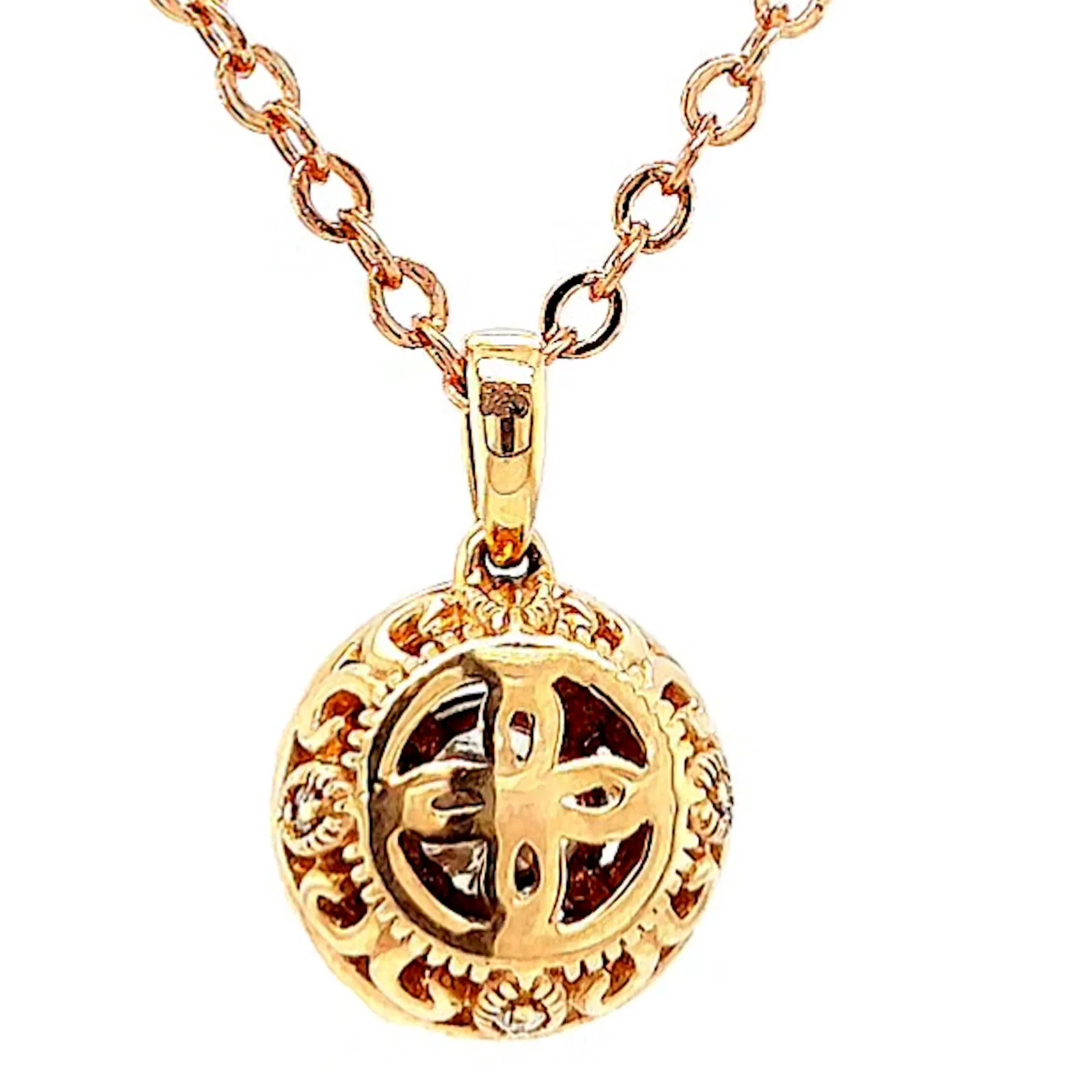 Paris 14ct Rose and White Gold Round Brilliant Cut 0.38 CARAT tw of Diamonds Pendant - Image 37