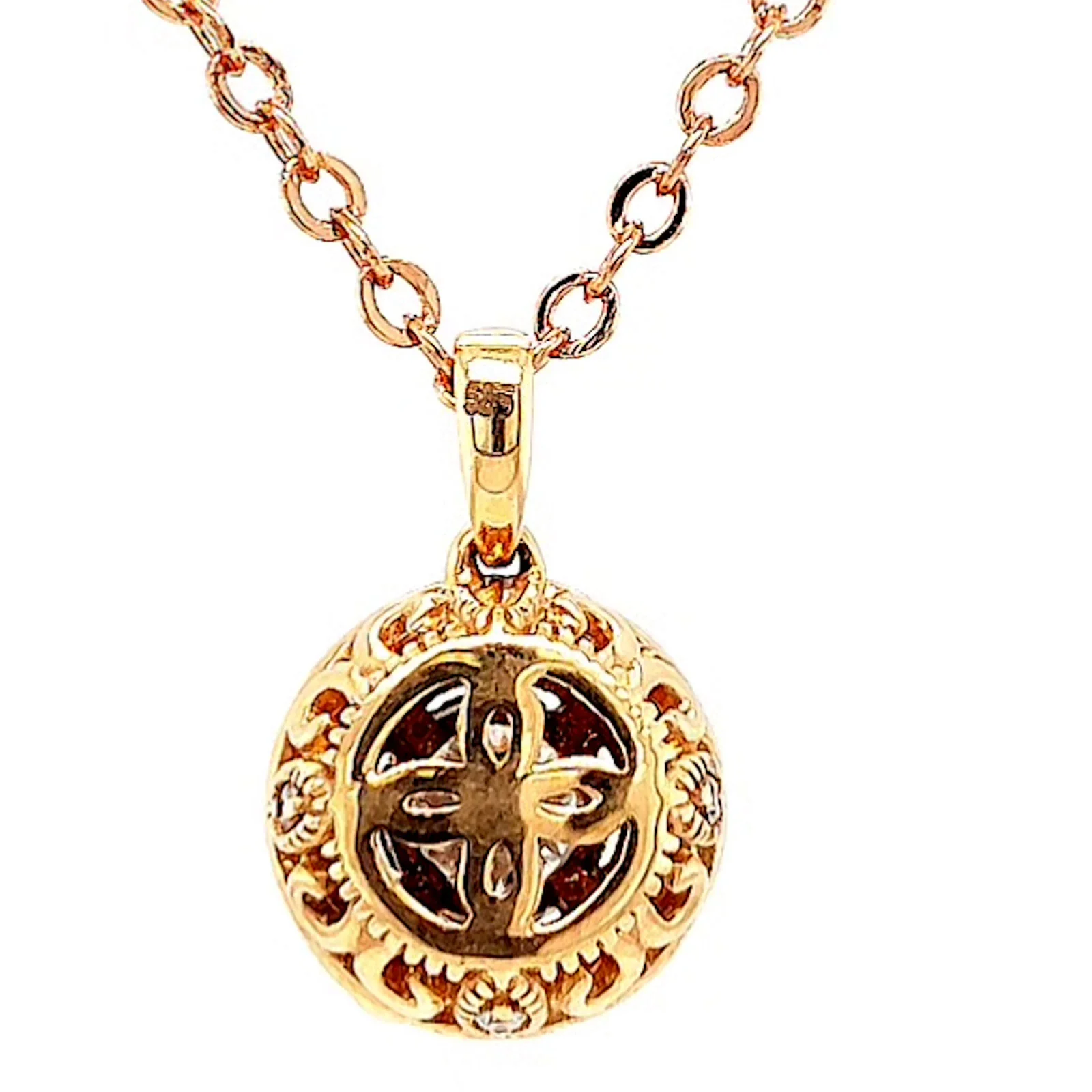 Paris 14ct Rose and White Gold Round Brilliant Cut 0.38 CARAT tw of Diamonds Pendant - Image 38