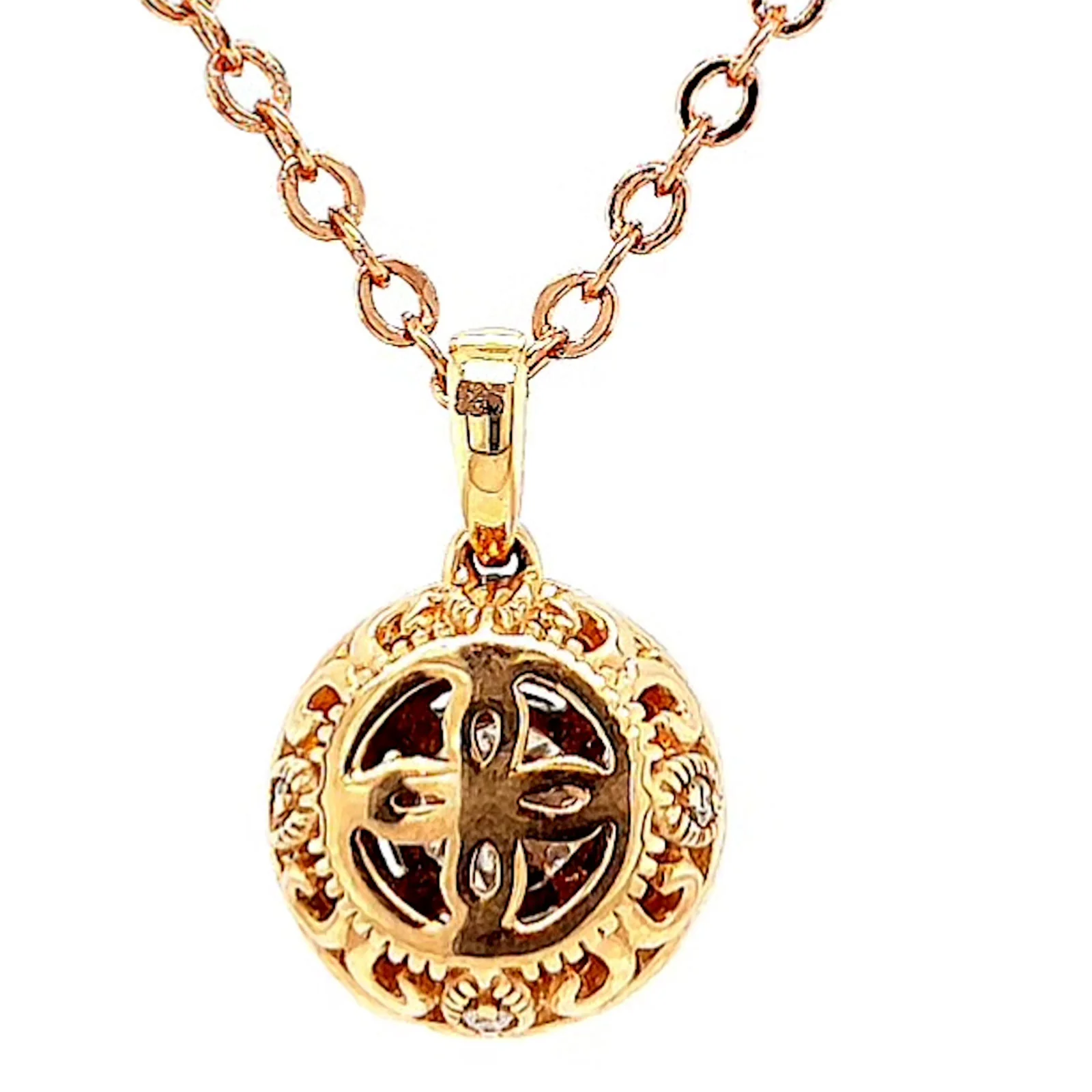 Paris 14ct Rose and White Gold Round Brilliant Cut 0.38 CARAT tw of Diamonds Pendant - Image 39