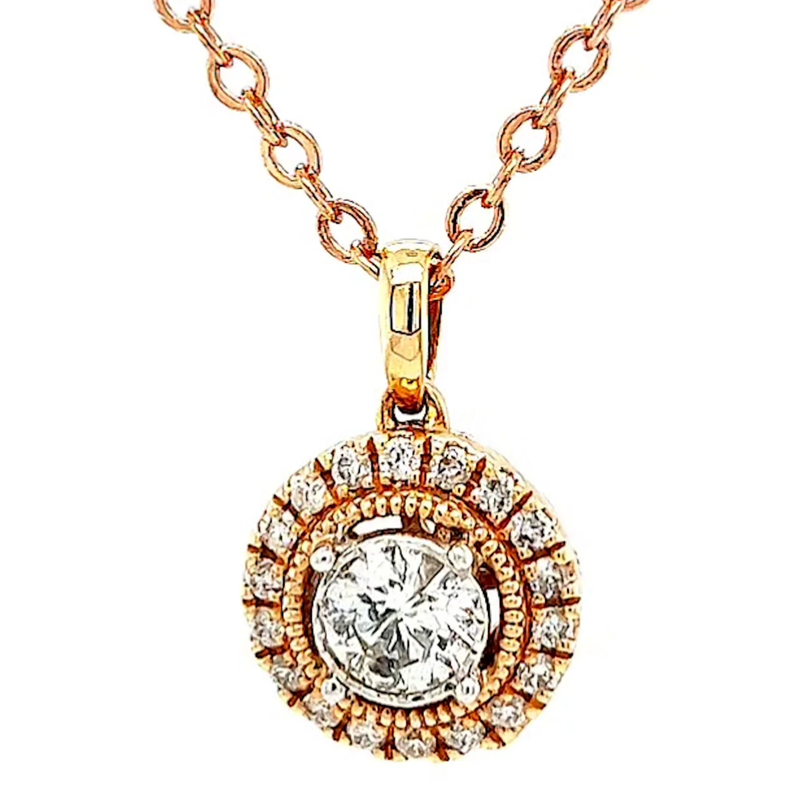 Paris 14ct Rose and White Gold Round Brilliant Cut 0.38 CARAT tw of Diamonds Pendant - Image 4