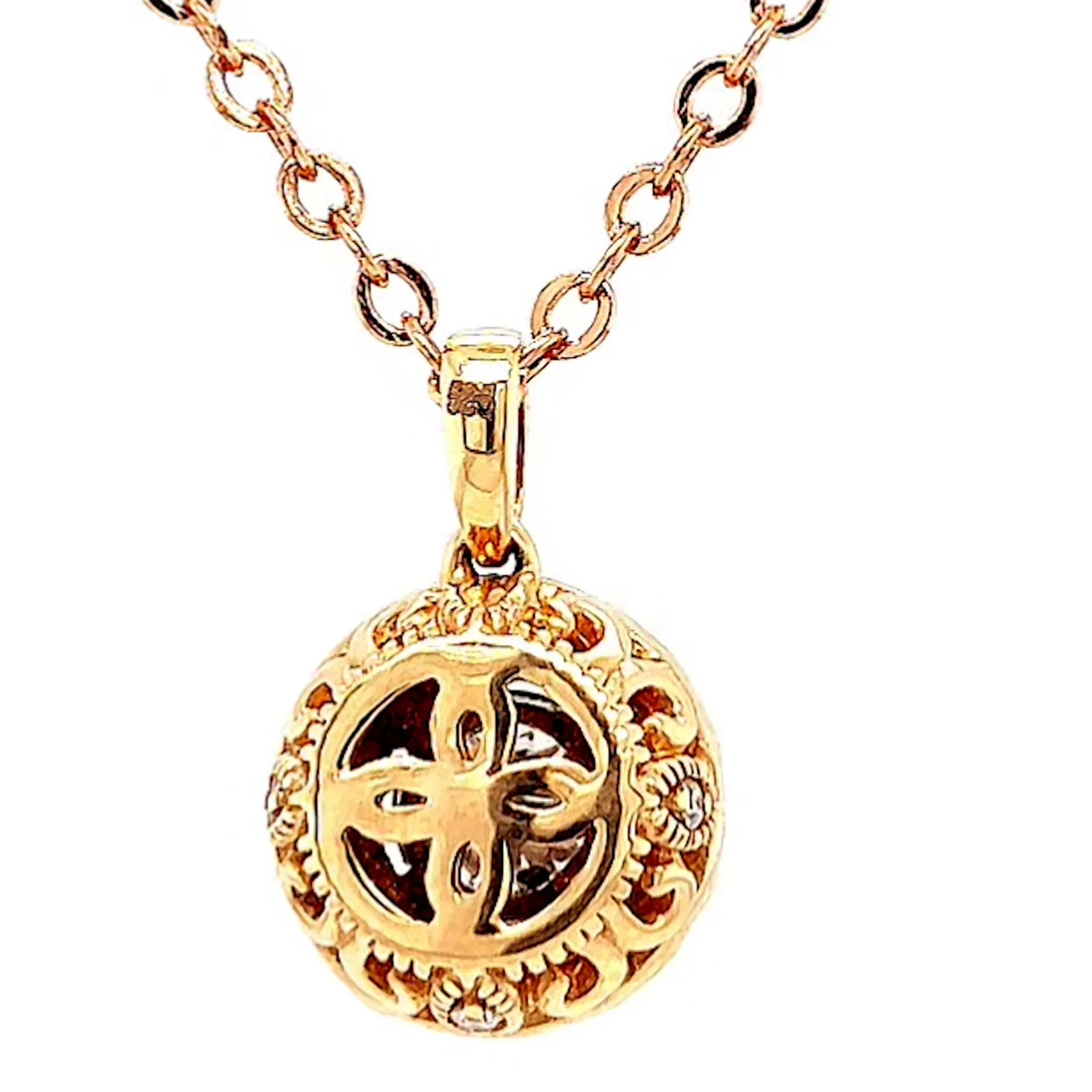 Paris 14ct Rose and White Gold Round Brilliant Cut 0.38 CARAT tw of Diamonds Pendant - Image 40