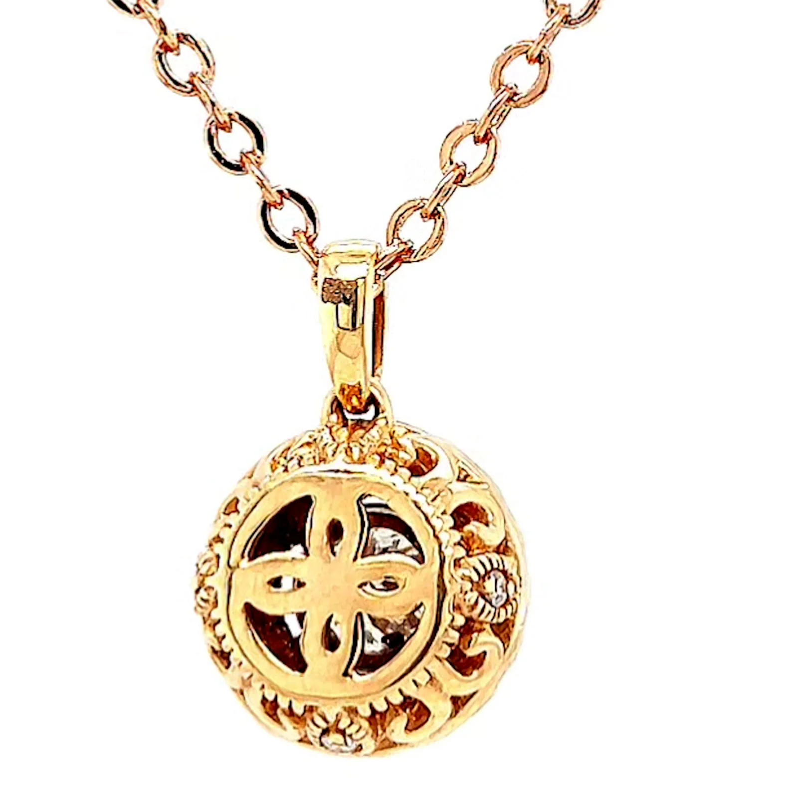 Paris 14ct Rose and White Gold Round Brilliant Cut 0.38 CARAT tw of Diamonds Pendant - Image 41