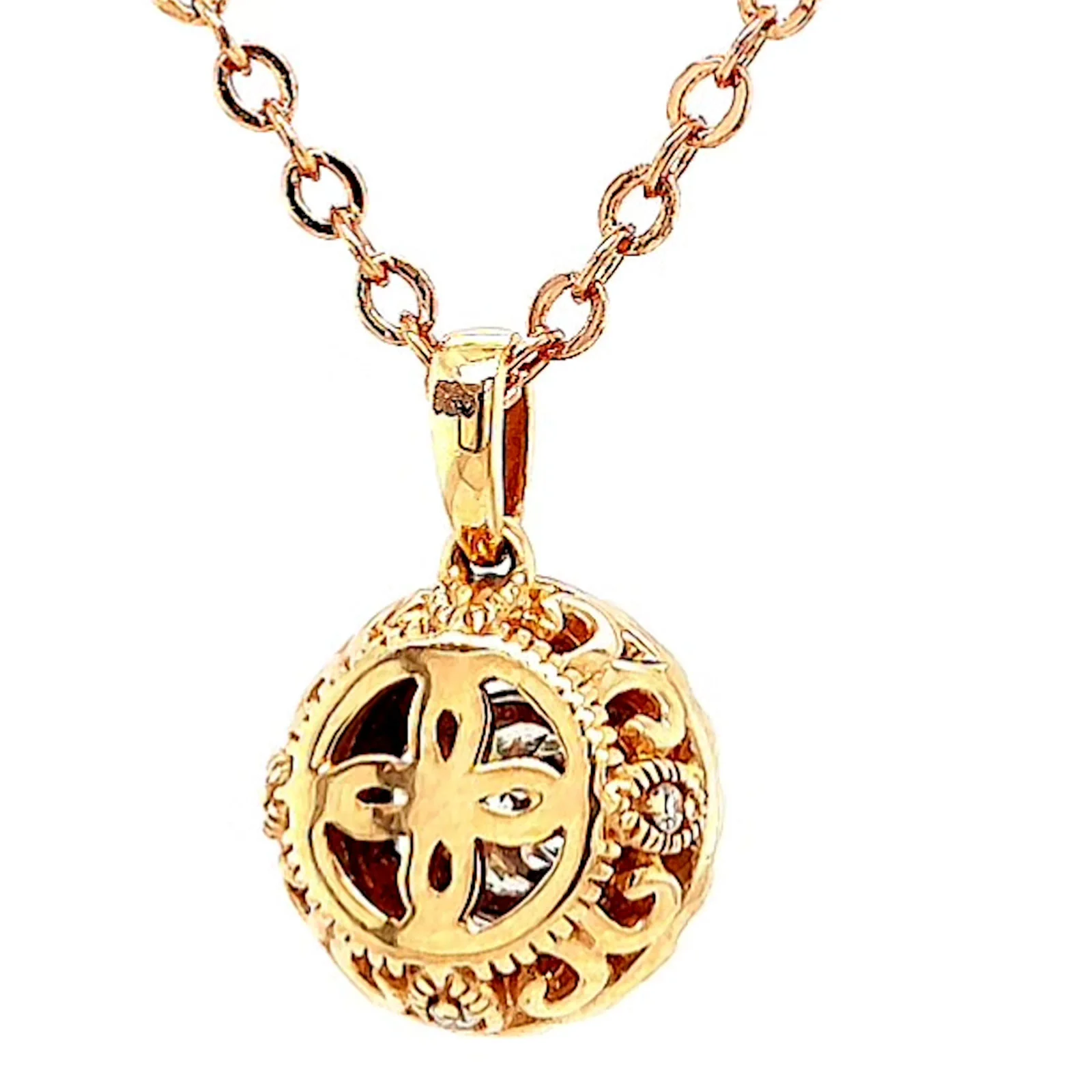 Paris 14ct Rose and White Gold Round Brilliant Cut 0.38 CARAT tw of Diamonds Pendant - Image 42
