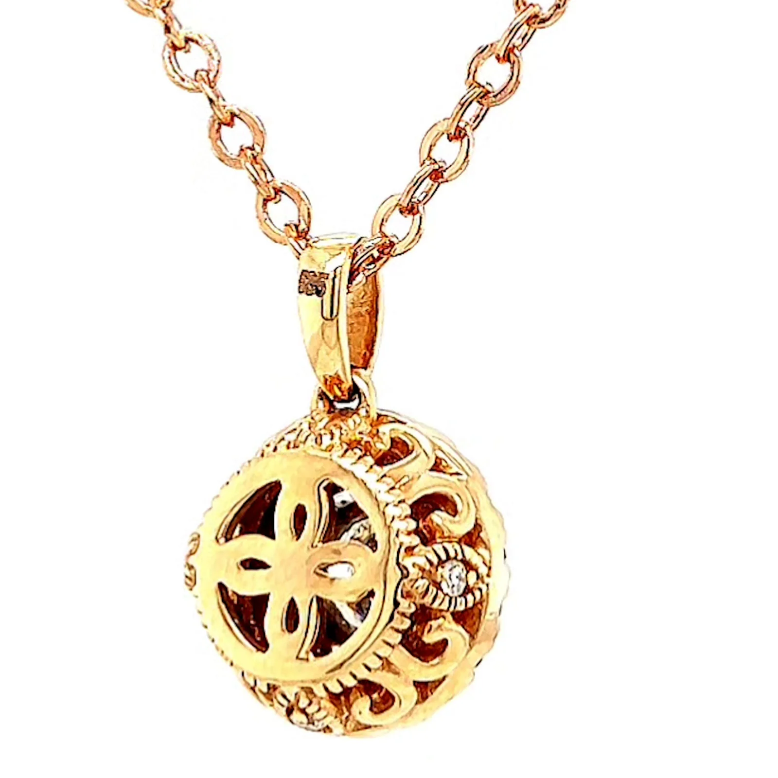 Paris 14ct Rose and White Gold Round Brilliant Cut 0.38 CARAT tw of Diamonds Pendant - Image 44