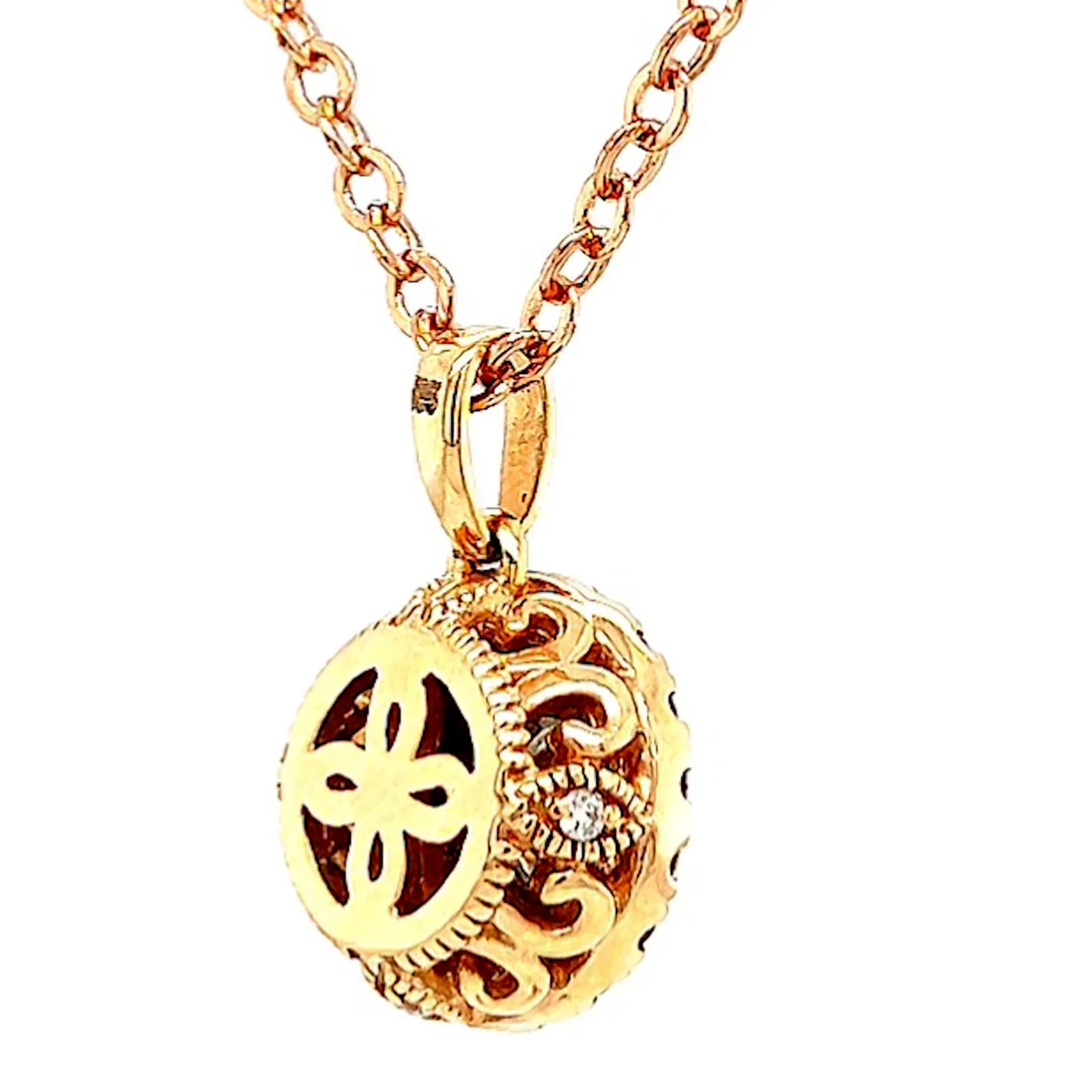 Paris 14ct Rose and White Gold Round Brilliant Cut 0.38 CARAT tw of Diamonds Pendant - Image 48
