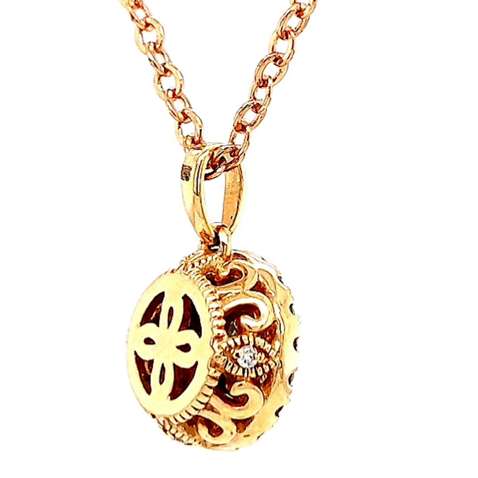 Paris 14ct Rose and White Gold Round Brilliant Cut 0.38 CARAT tw of Diamonds Pendant - Image 49