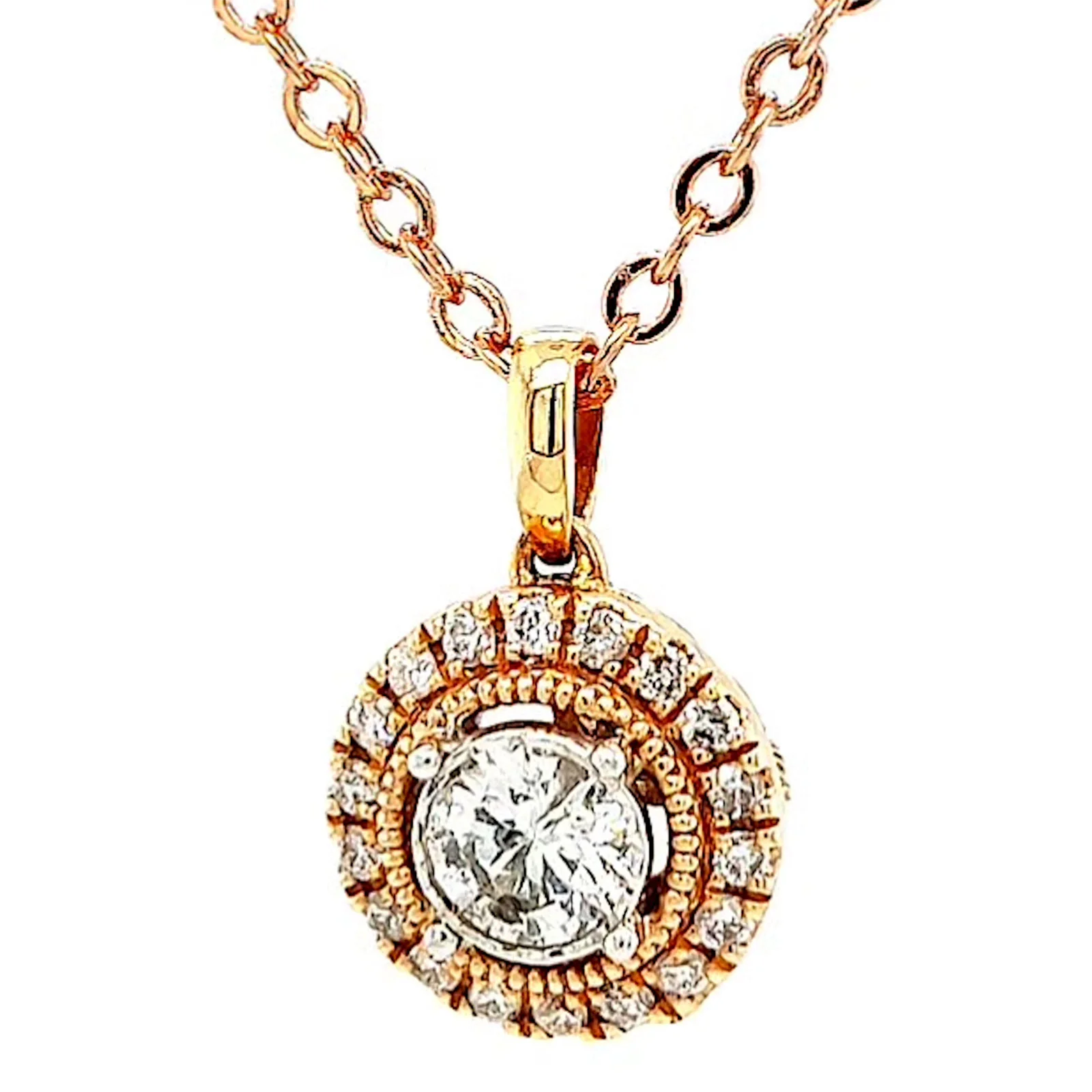 Paris 14ct Rose and White Gold Round Brilliant Cut 0.38 CARAT tw of Diamonds Pendant - Image 5