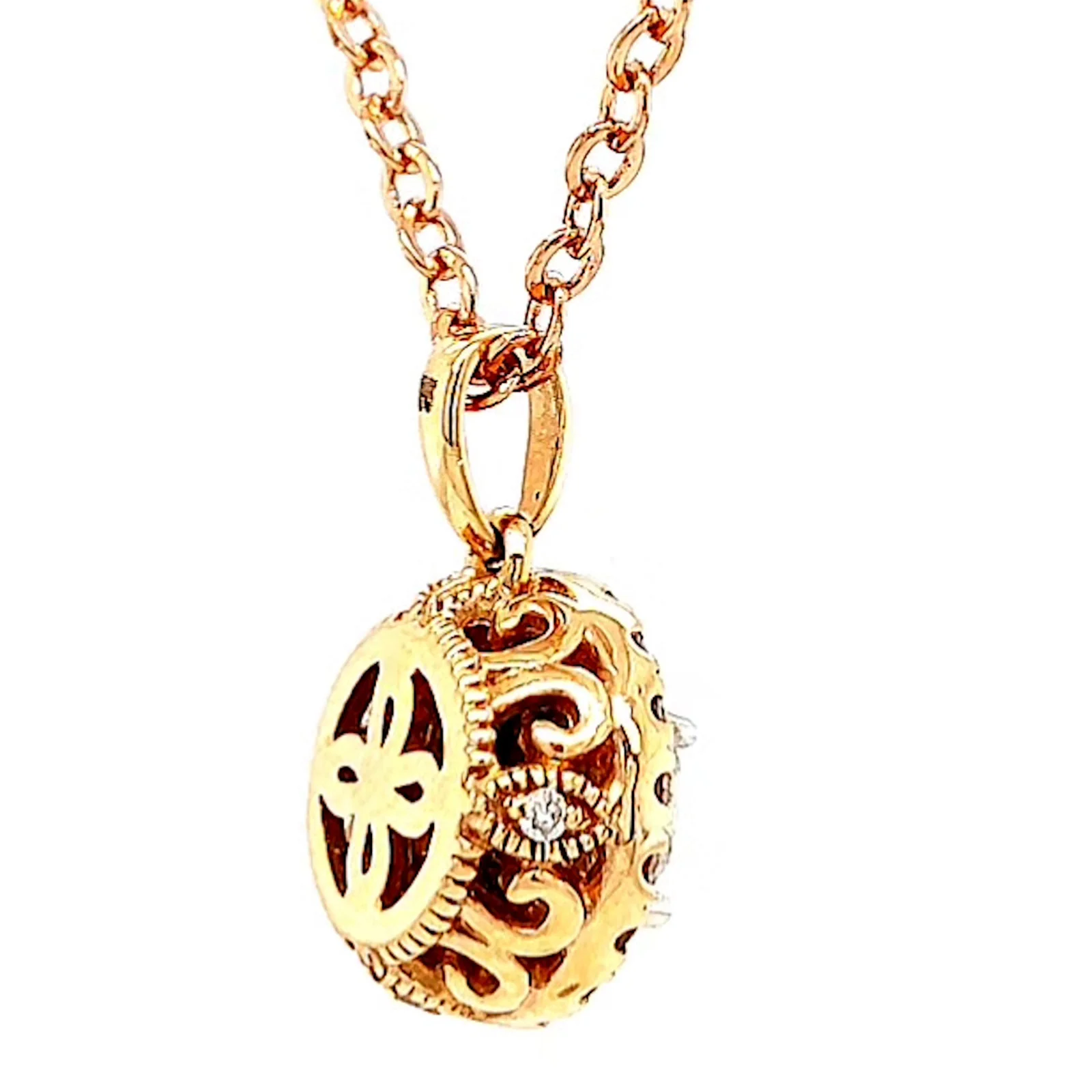 Paris 14ct Rose and White Gold Round Brilliant Cut 0.38 CARAT tw of Diamonds Pendant - Image 51