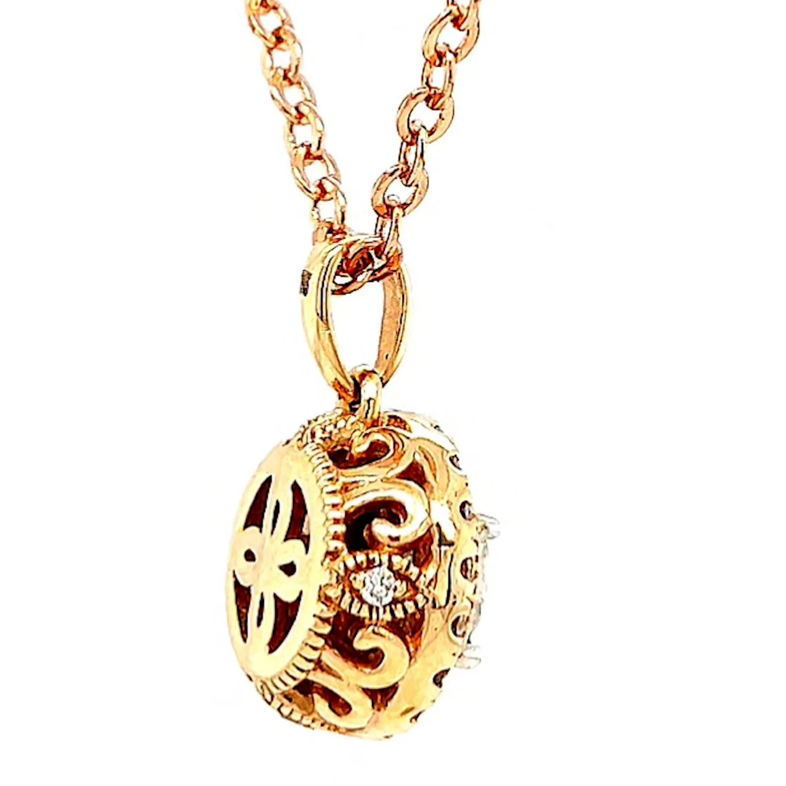 Paris 14ct Rose and White Gold Round Brilliant Cut 0.38 CARAT tw of Diamonds Pendant - Image 52