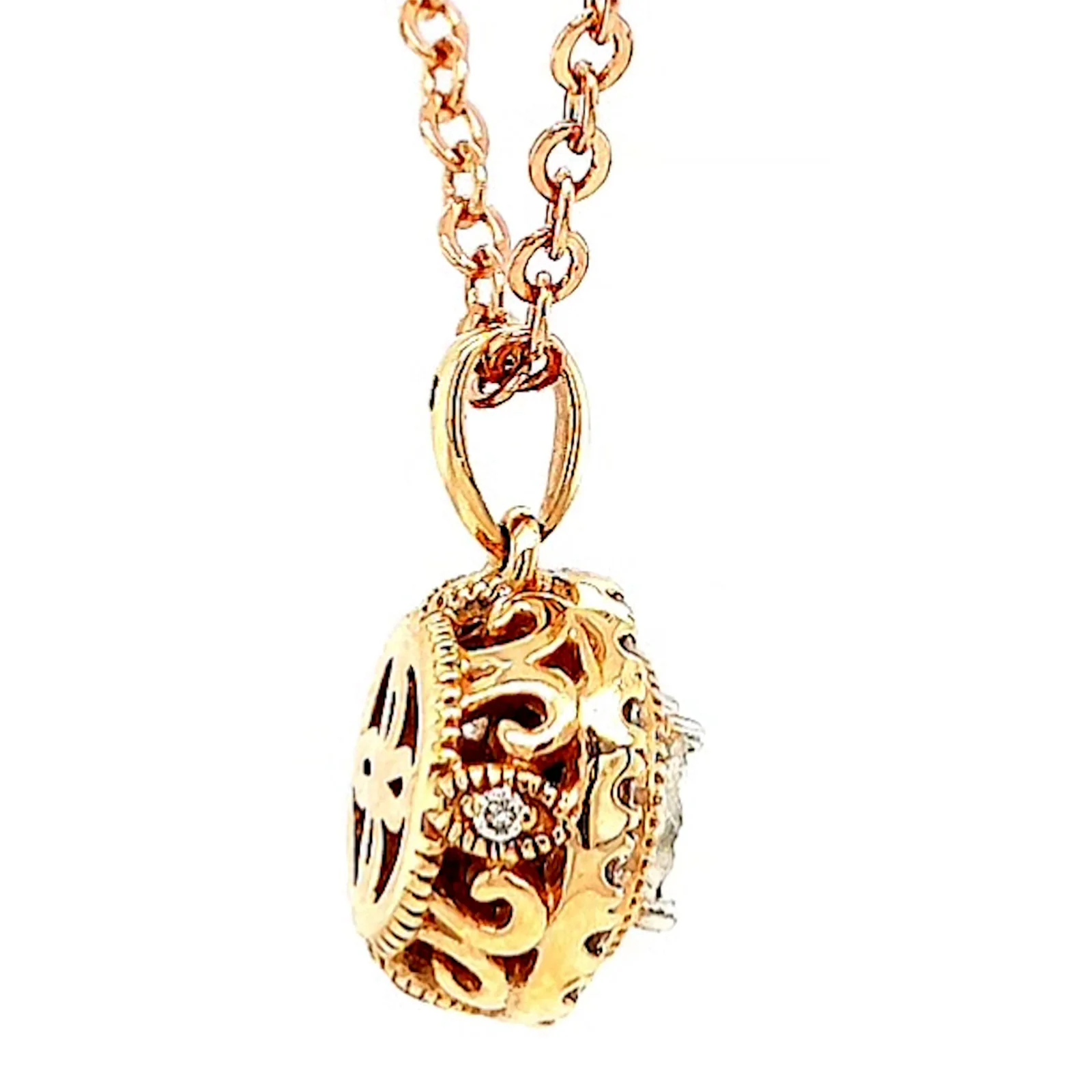 Paris 14ct Rose and White Gold Round Brilliant Cut 0.38 CARAT tw of Diamonds Pendant - Image 54