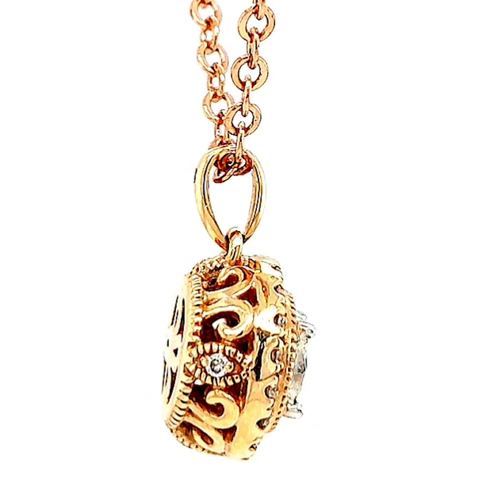 Paris 14ct Rose and White Gold Round Brilliant Cut 0.38 CARAT tw of Diamonds Pendant - Image 55