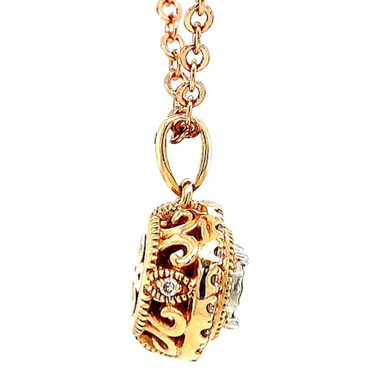 Paris 14ct Rose and White Gold Round Brilliant Cut 0.38 CARAT tw of Diamonds Pendant - Image 56