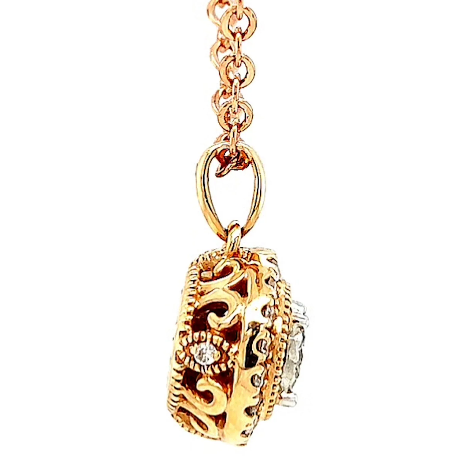 Paris 14ct Rose and White Gold Round Brilliant Cut 0.38 CARAT tw of Diamonds Pendant - Image 57