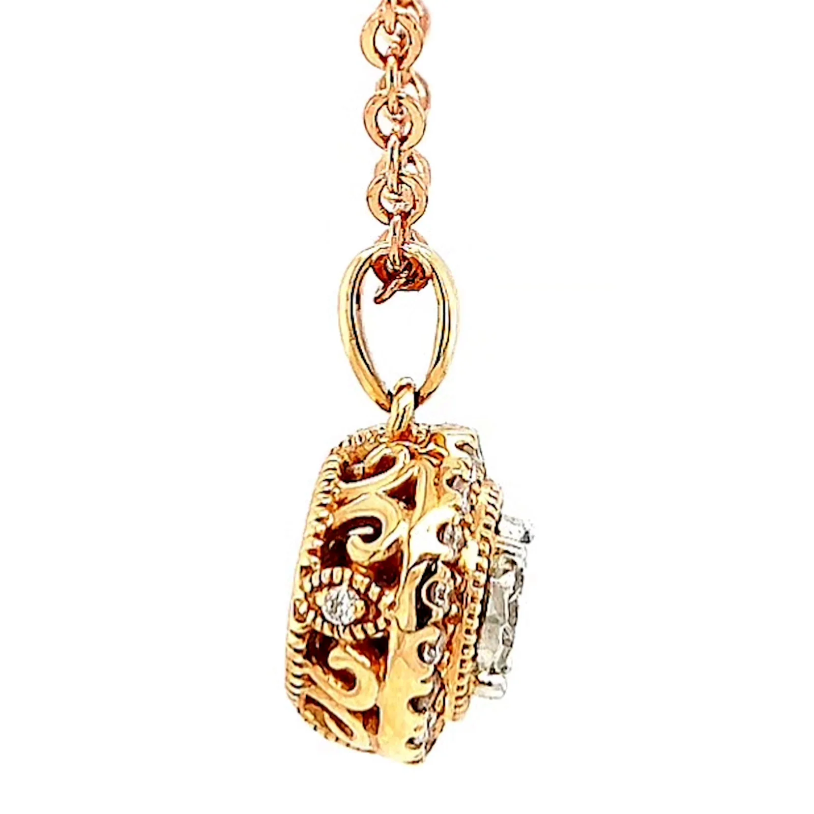 Paris 14ct Rose and White Gold Round Brilliant Cut 0.38 CARAT tw of Diamonds Pendant - Image 58