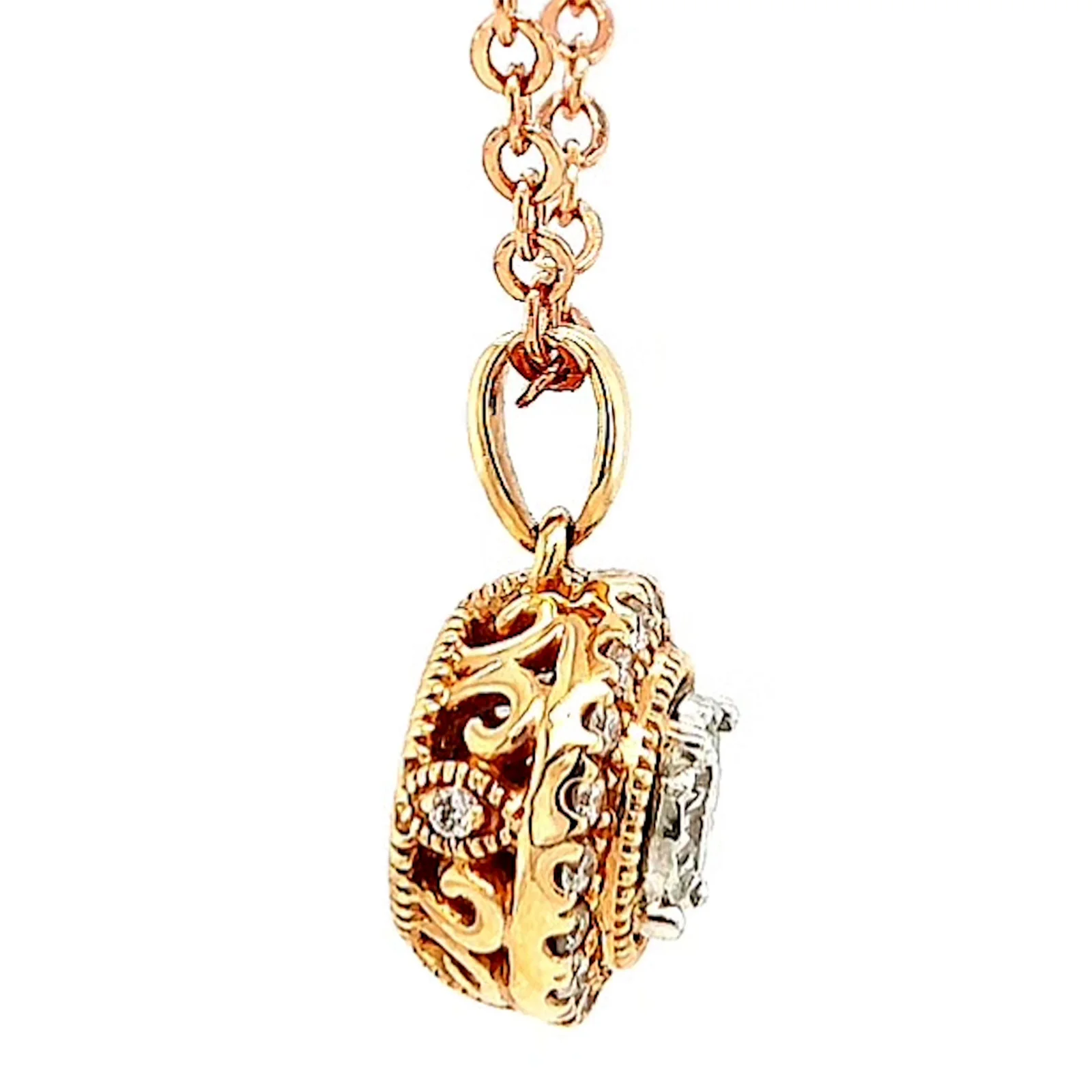 Paris 14ct Rose and White Gold Round Brilliant Cut 0.38 CARAT tw of Diamonds Pendant - Image 59