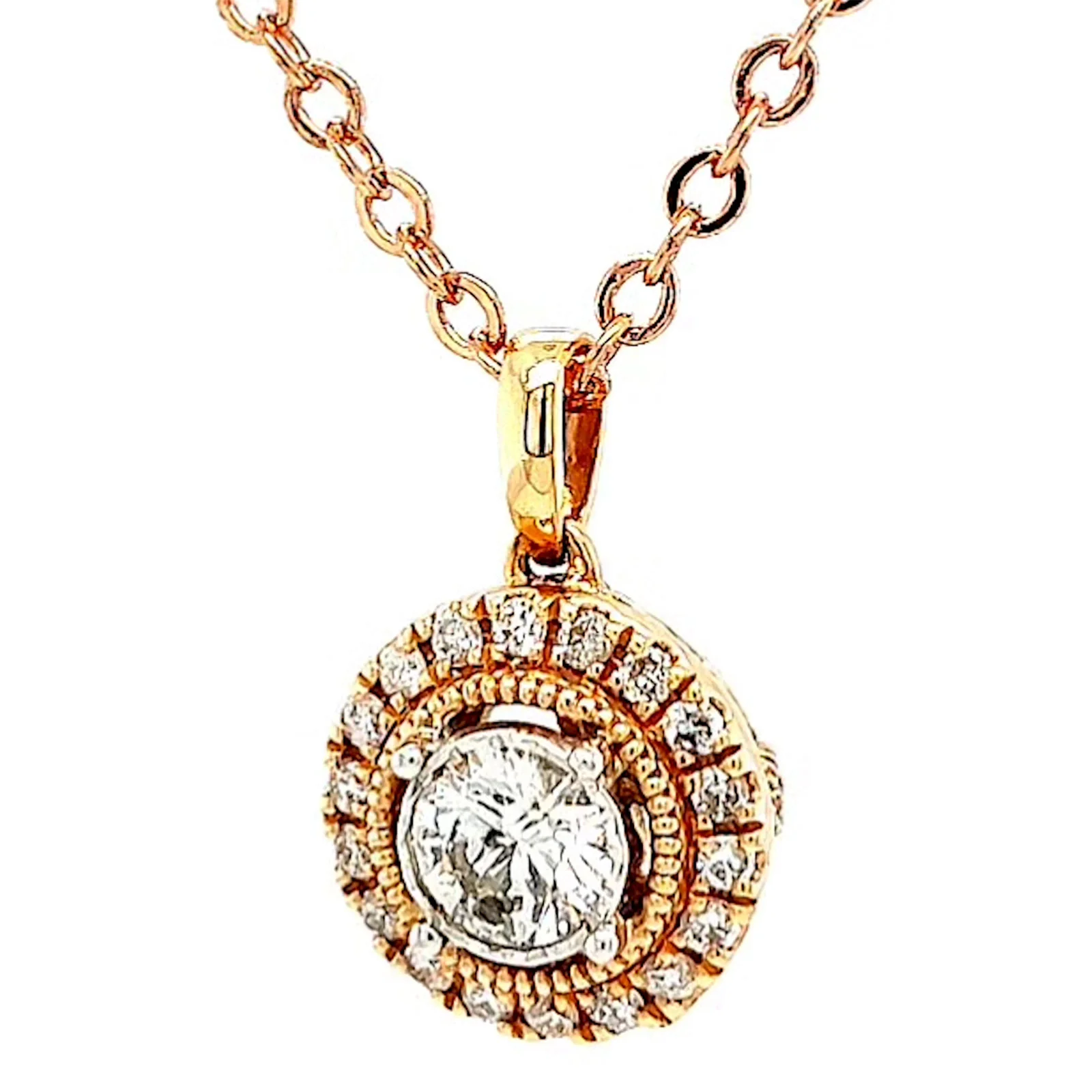 Paris 14ct Rose and White Gold Round Brilliant Cut 0.38 CARAT tw of Diamonds Pendant - Image 6