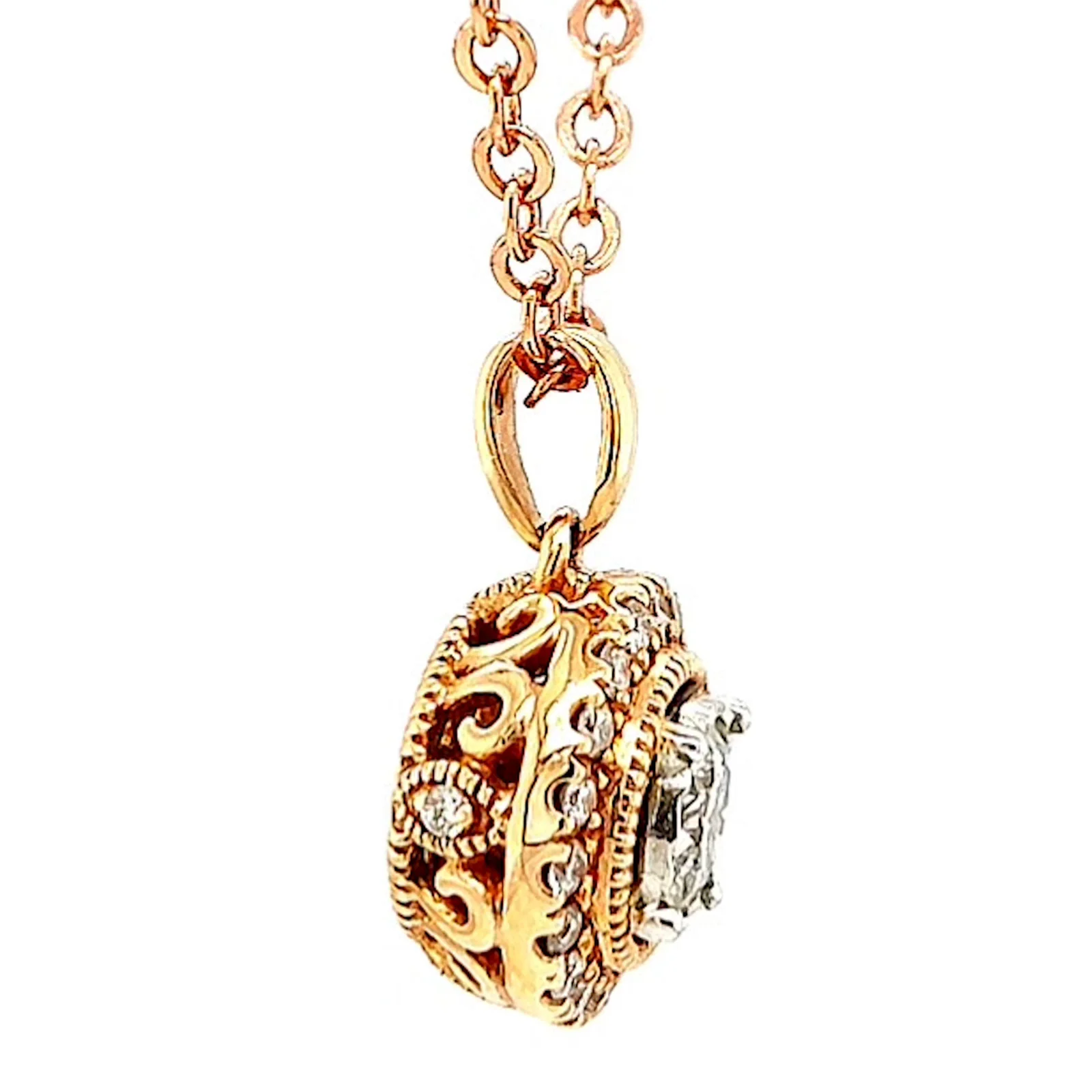 Paris 14ct Rose and White Gold Round Brilliant Cut 0.38 CARAT tw of Diamonds Pendant - Image 60