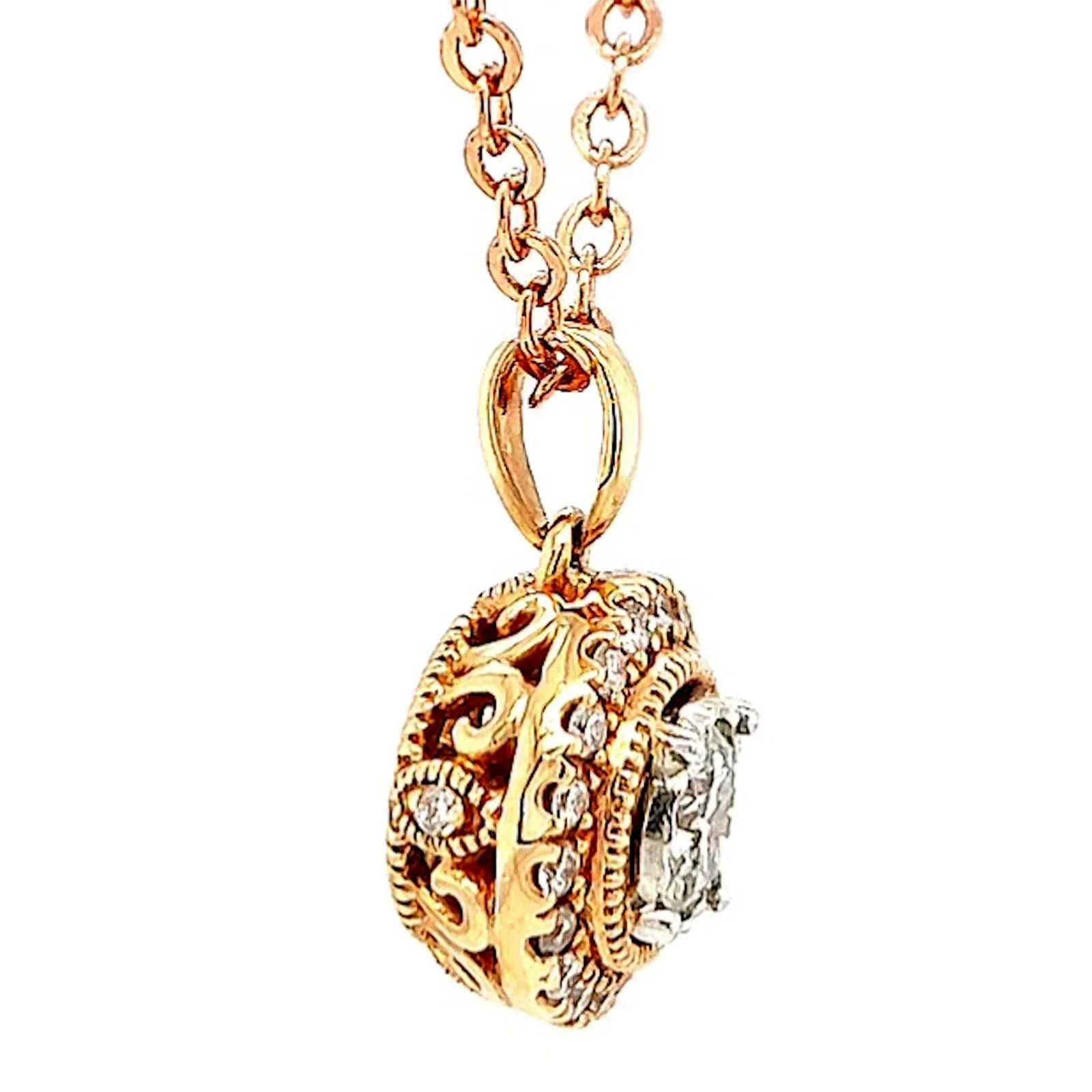 Paris 14ct Rose and White Gold Round Brilliant Cut 0.38 CARAT tw of Diamonds Pendant - Image 61