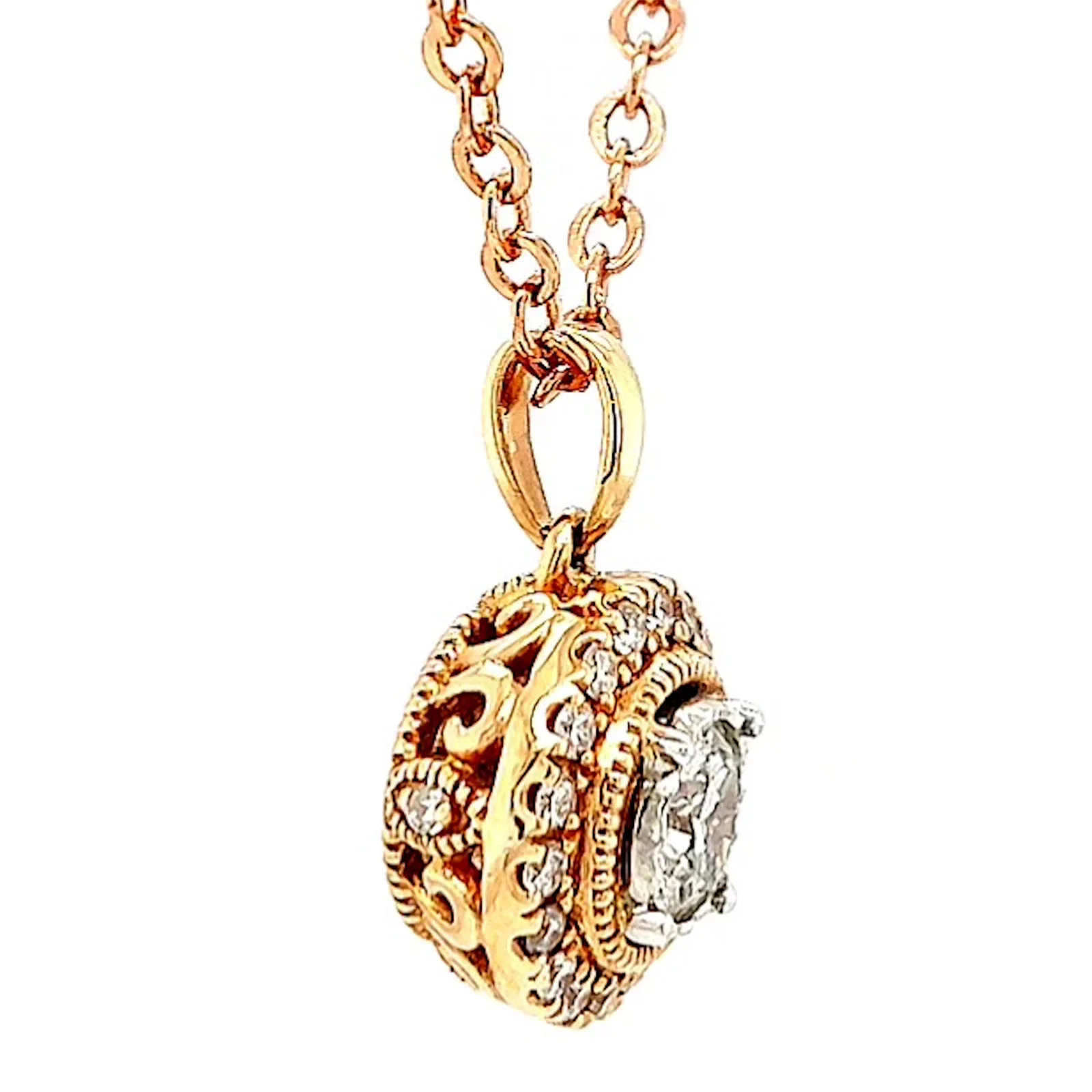 Paris 14ct Rose and White Gold Round Brilliant Cut 0.38 CARAT tw of Diamonds Pendant - Image 62