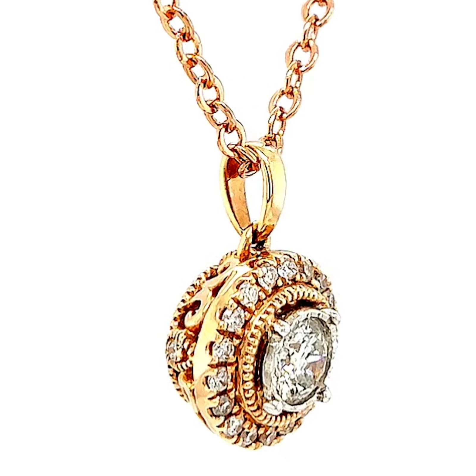 Paris 14ct Rose and White Gold Round Brilliant Cut 0.38 CARAT tw of Diamonds Pendant - Image 65