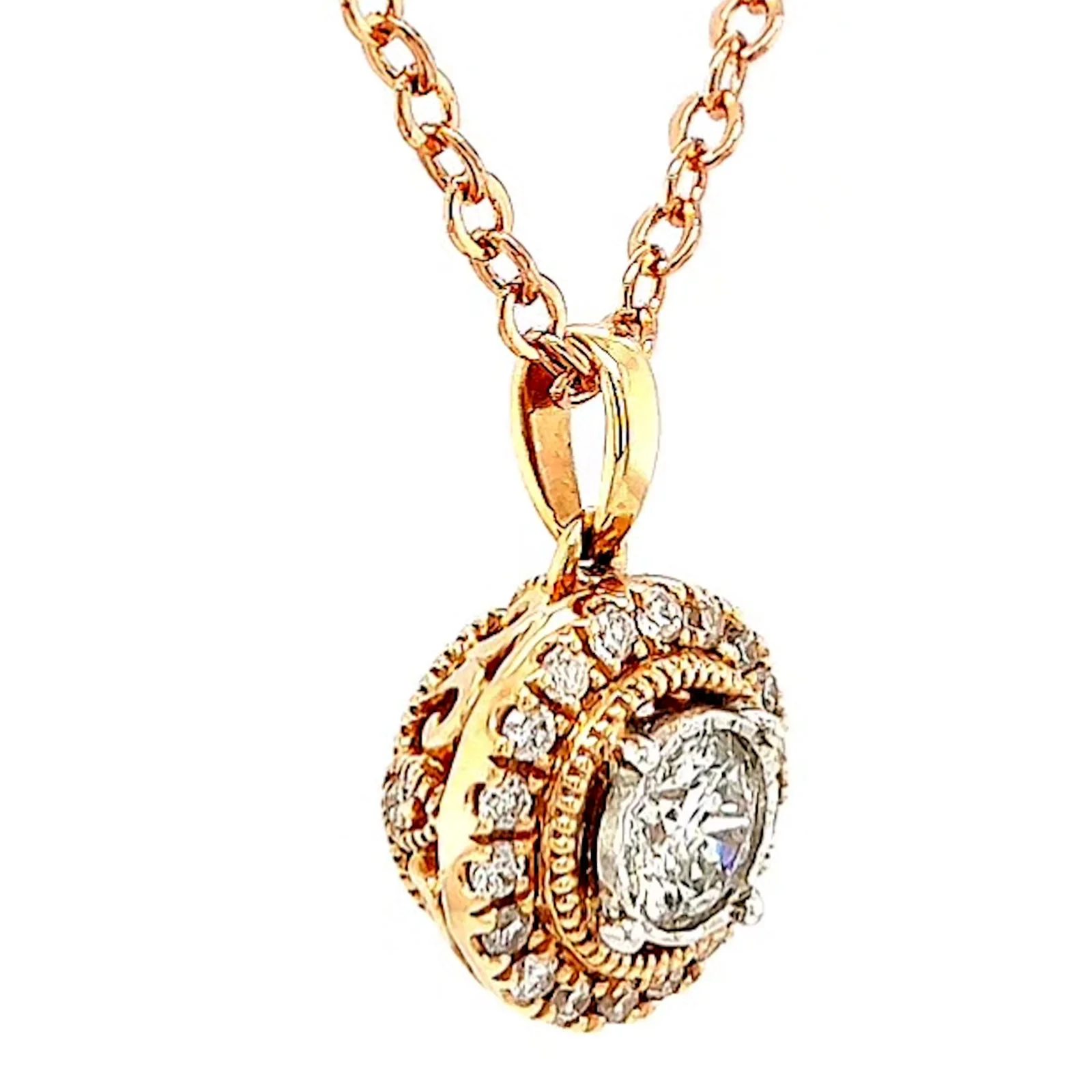 Paris 14ct Rose and White Gold Round Brilliant Cut 0.38 CARAT tw of Diamonds Pendant - Image 66