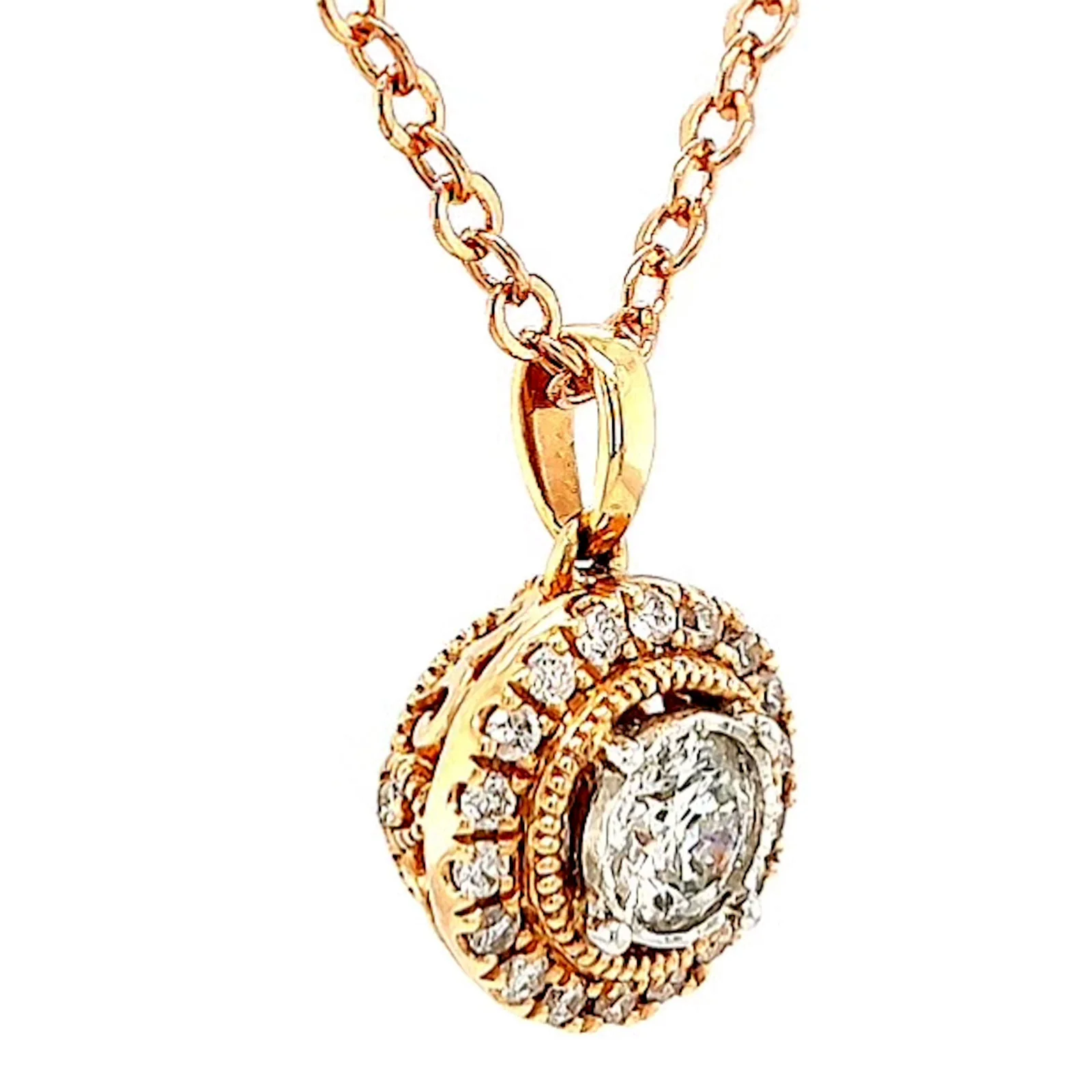 Paris 14ct Rose and White Gold Round Brilliant Cut 0.38 CARAT tw of Diamonds Pendant - Image 67