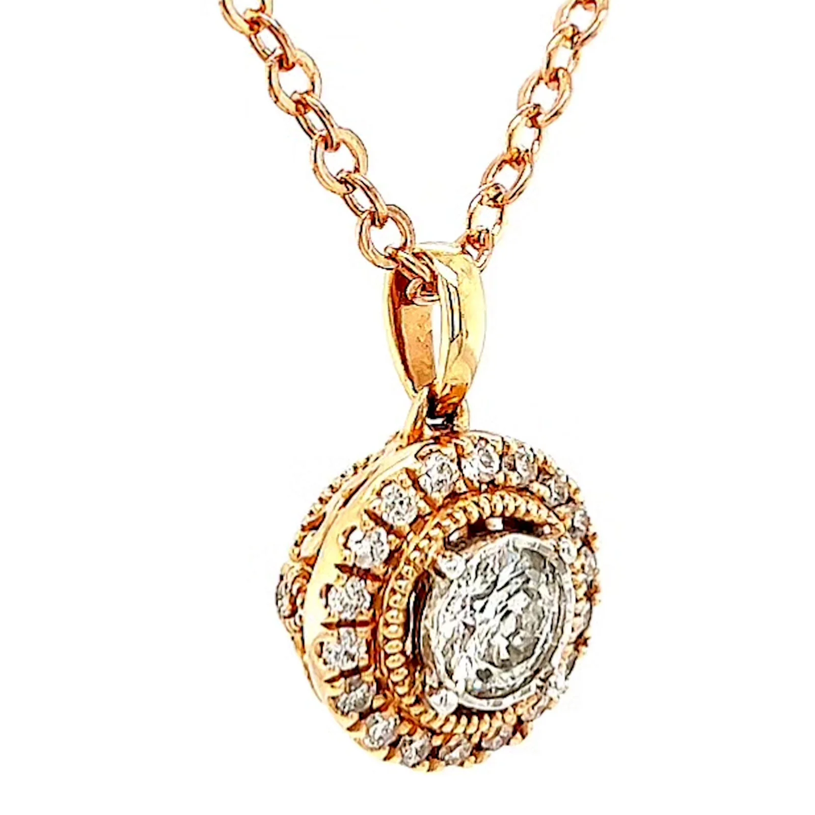 Paris 14ct Rose and White Gold Round Brilliant Cut 0.38 CARAT tw of Diamonds Pendant - Image 68
