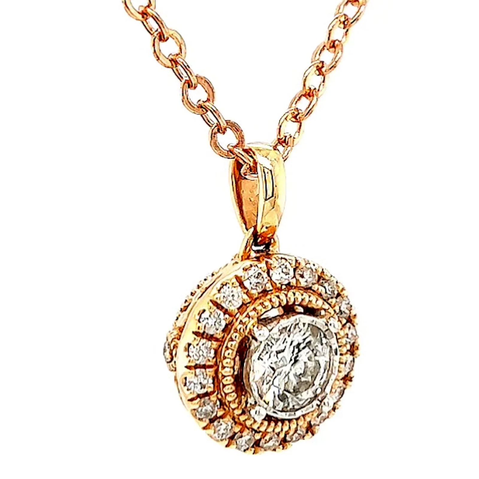 Paris 14ct Rose and White Gold Round Brilliant Cut 0.38 CARAT tw of Diamonds Pendant - Image 69